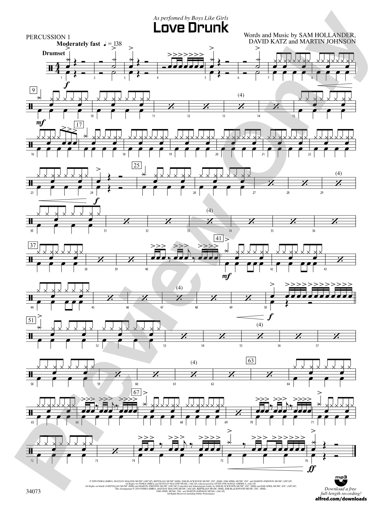 Love Drunk: 1st Percussion