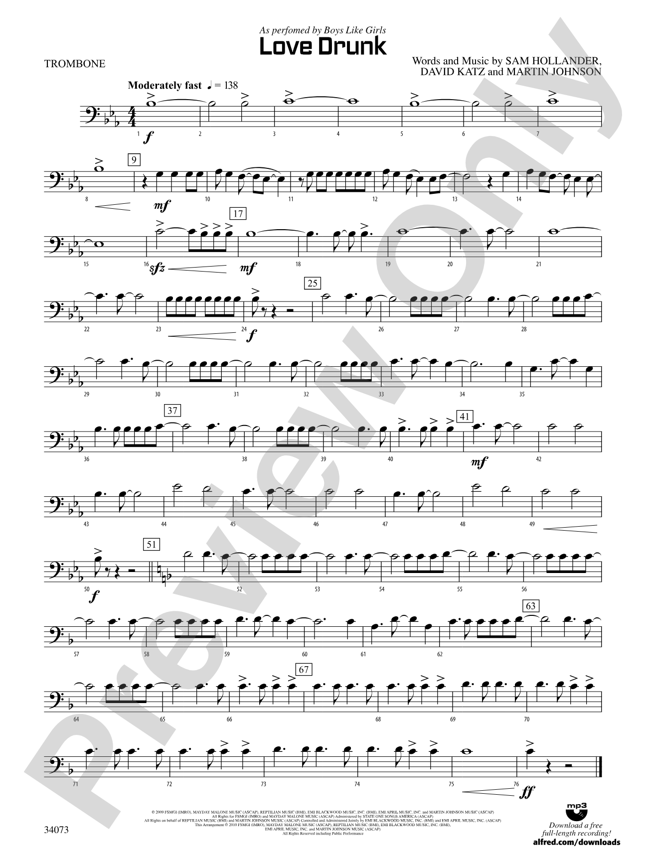 Love Drunk: 1st Trombone