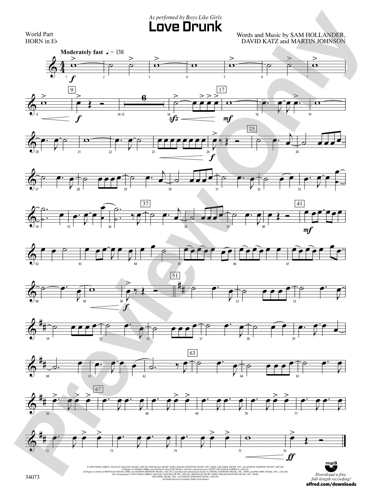 Love Drunk: (wp) 1st Horn in E-flat