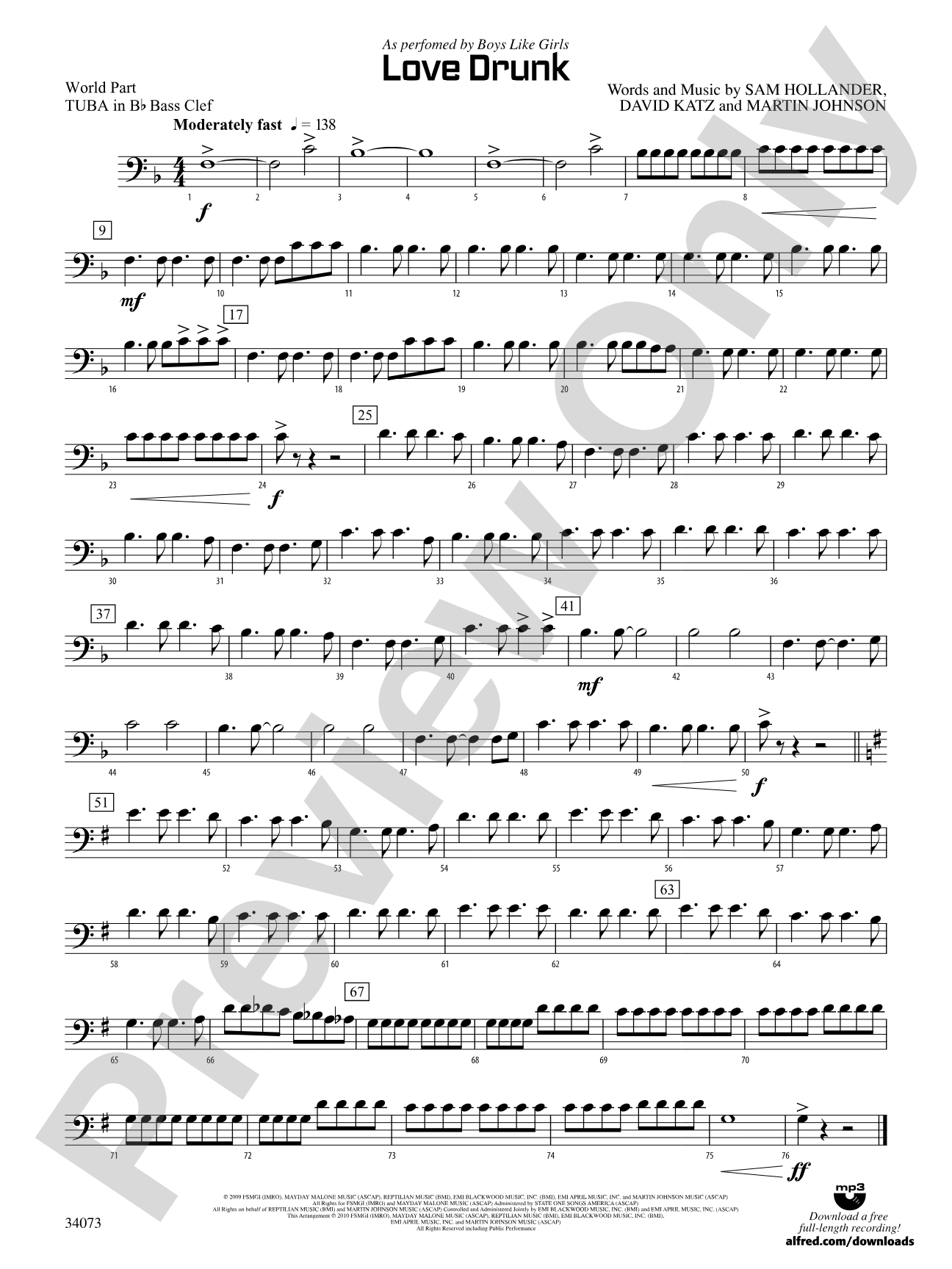 Love Drunk: (wp) B-flat Tuba B.C.