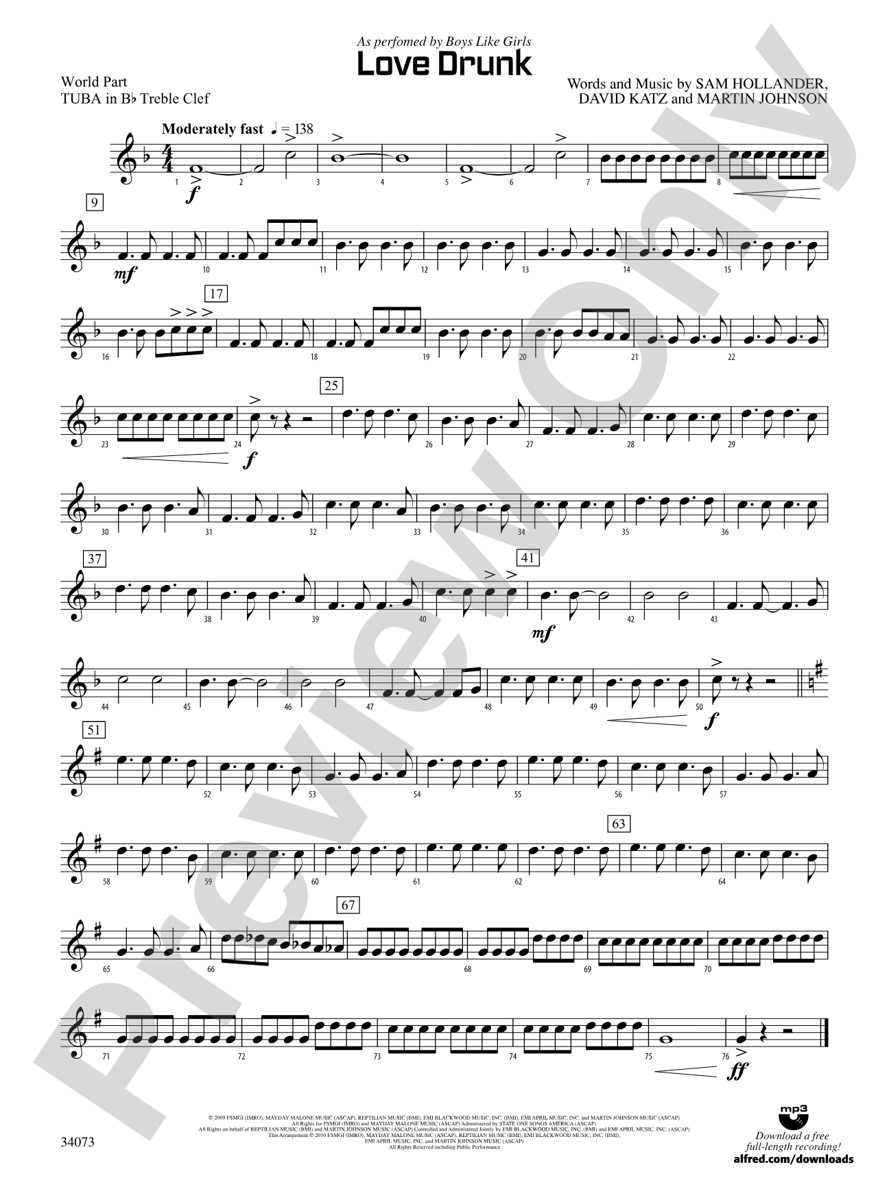 Love Drunk: (wp) B-flat Tuba T.C.