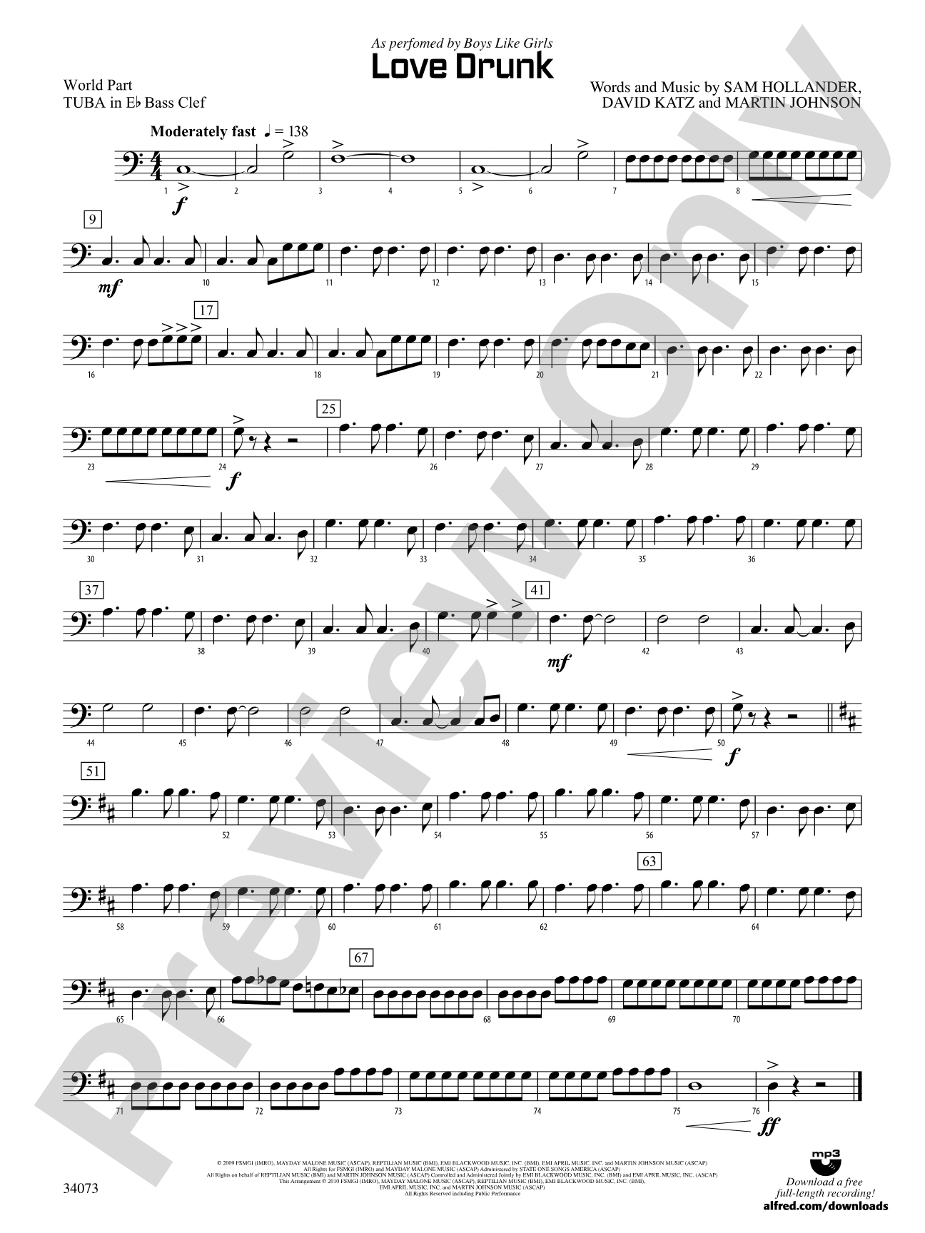 Love Drunk: (wp) E-flat Tuba B.C.