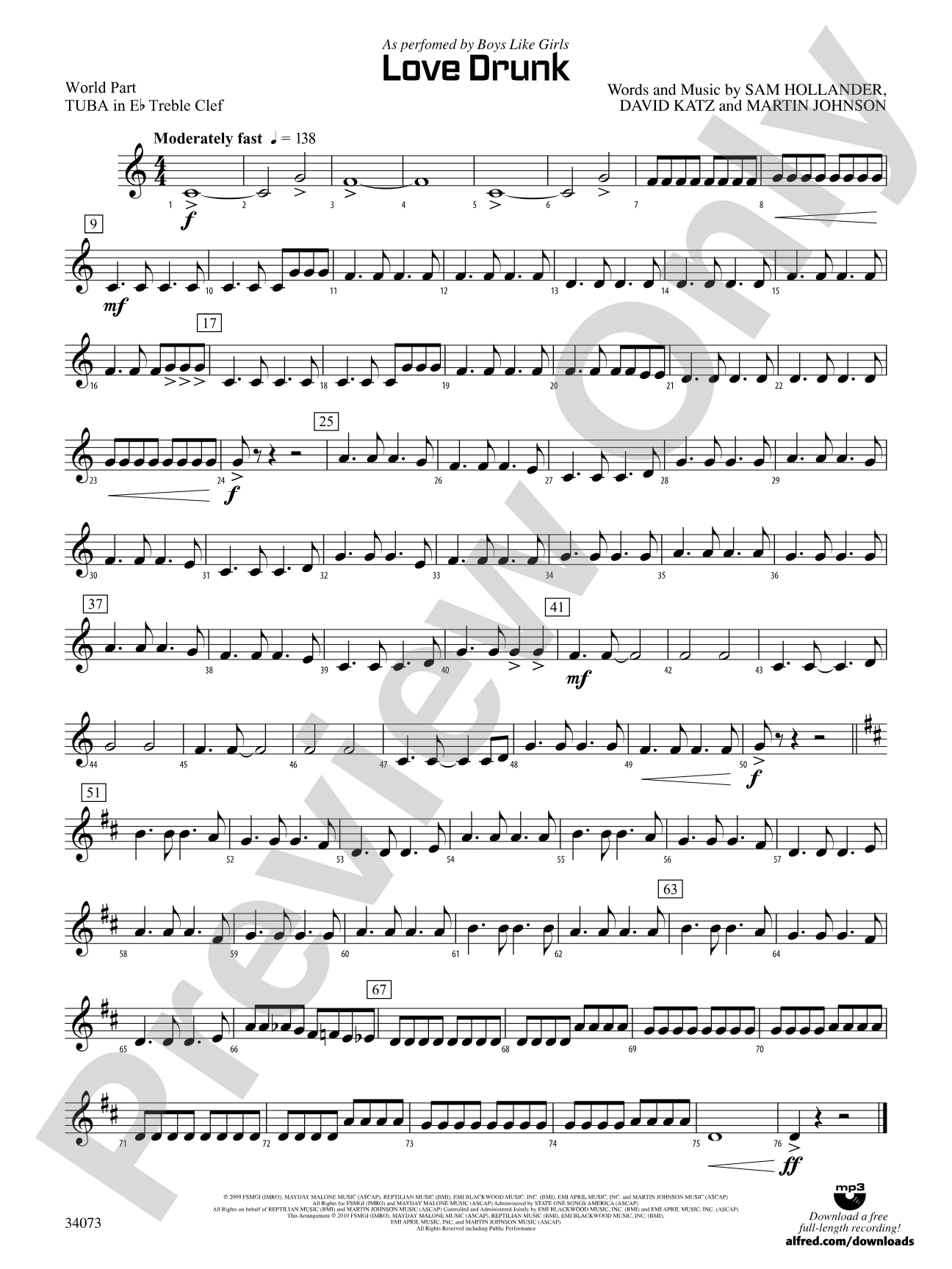 Love Drunk: (wp) E-flat Tuba T.C.