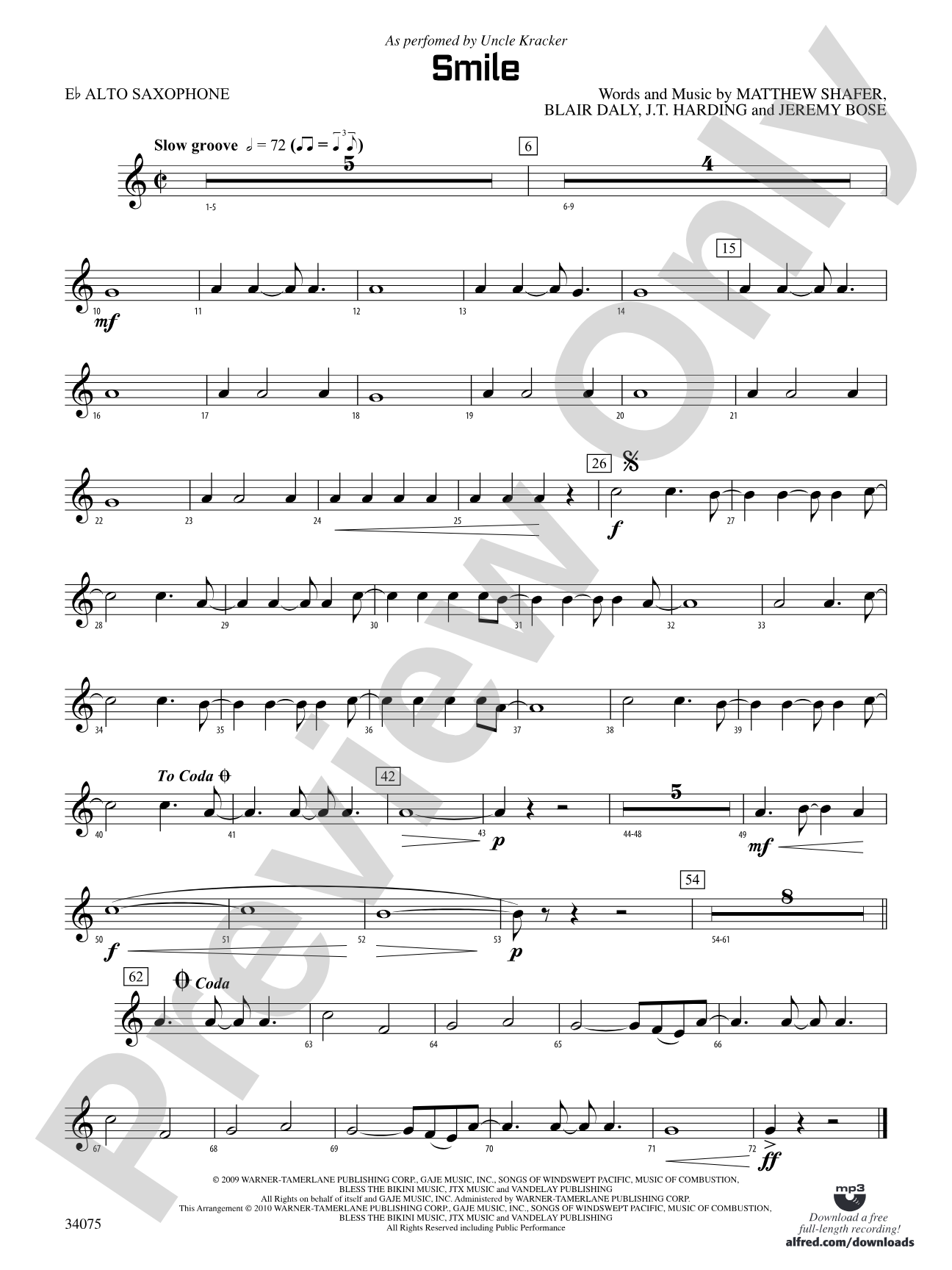 Smile: E-flat Alto Saxophone