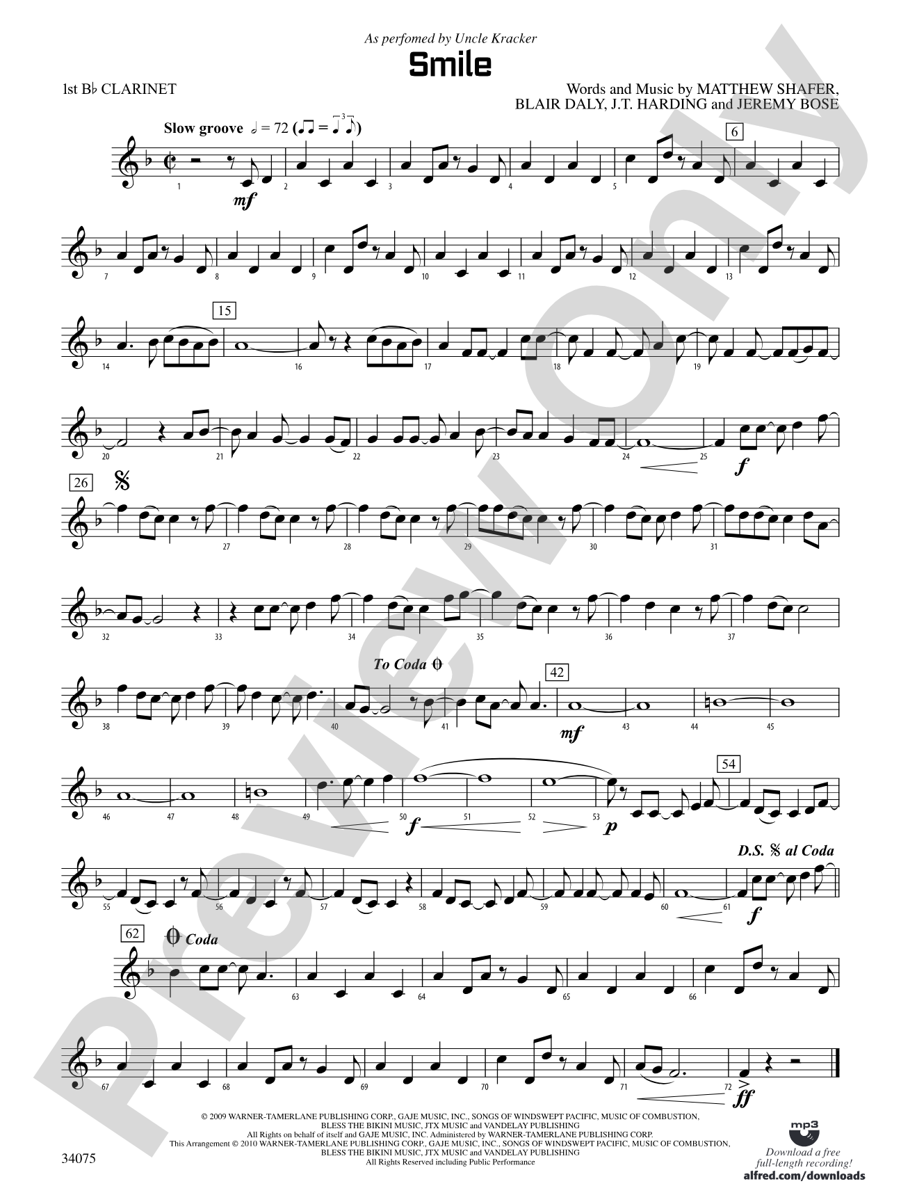 Smile: 1st B-flat Clarinet