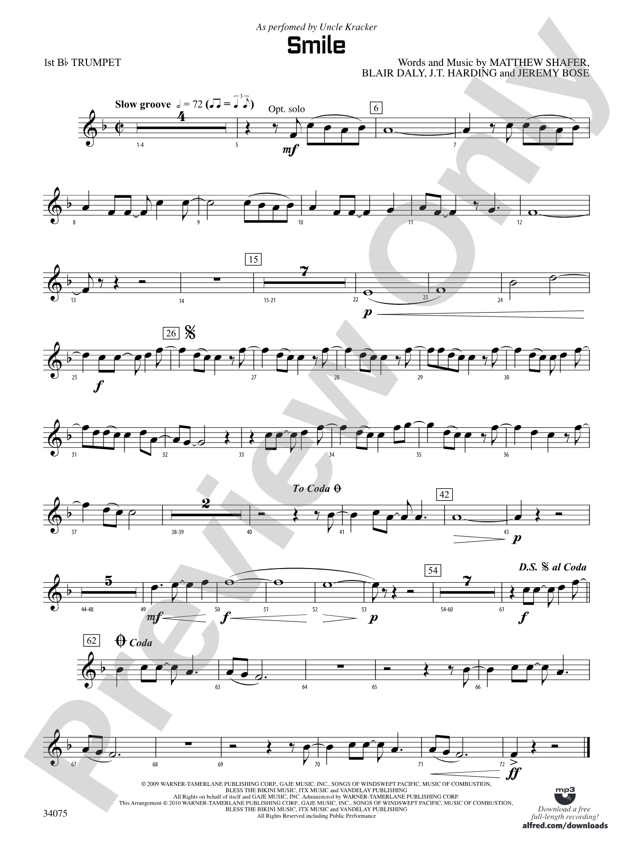 Smile: 1st B-flat Trumpet
