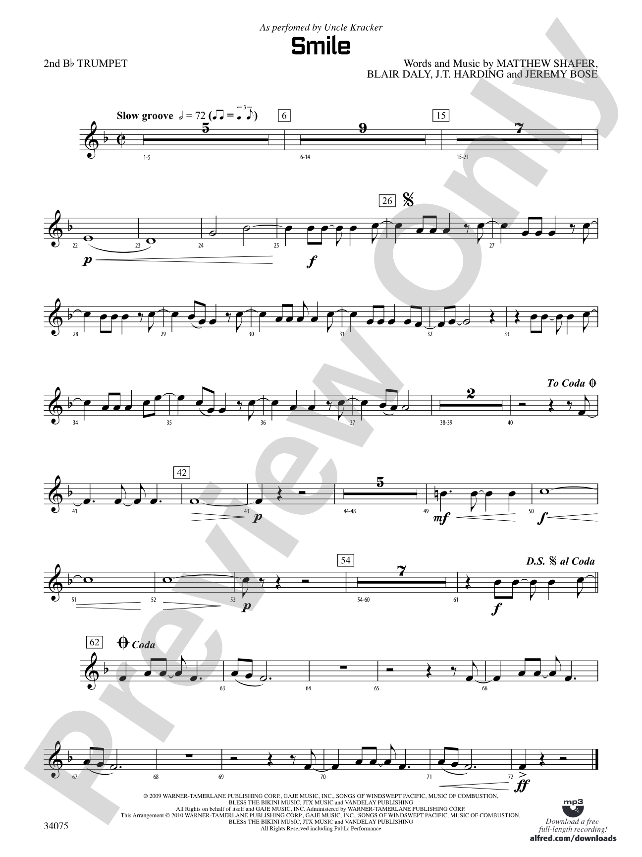 Smile: 2nd B-flat Trumpet