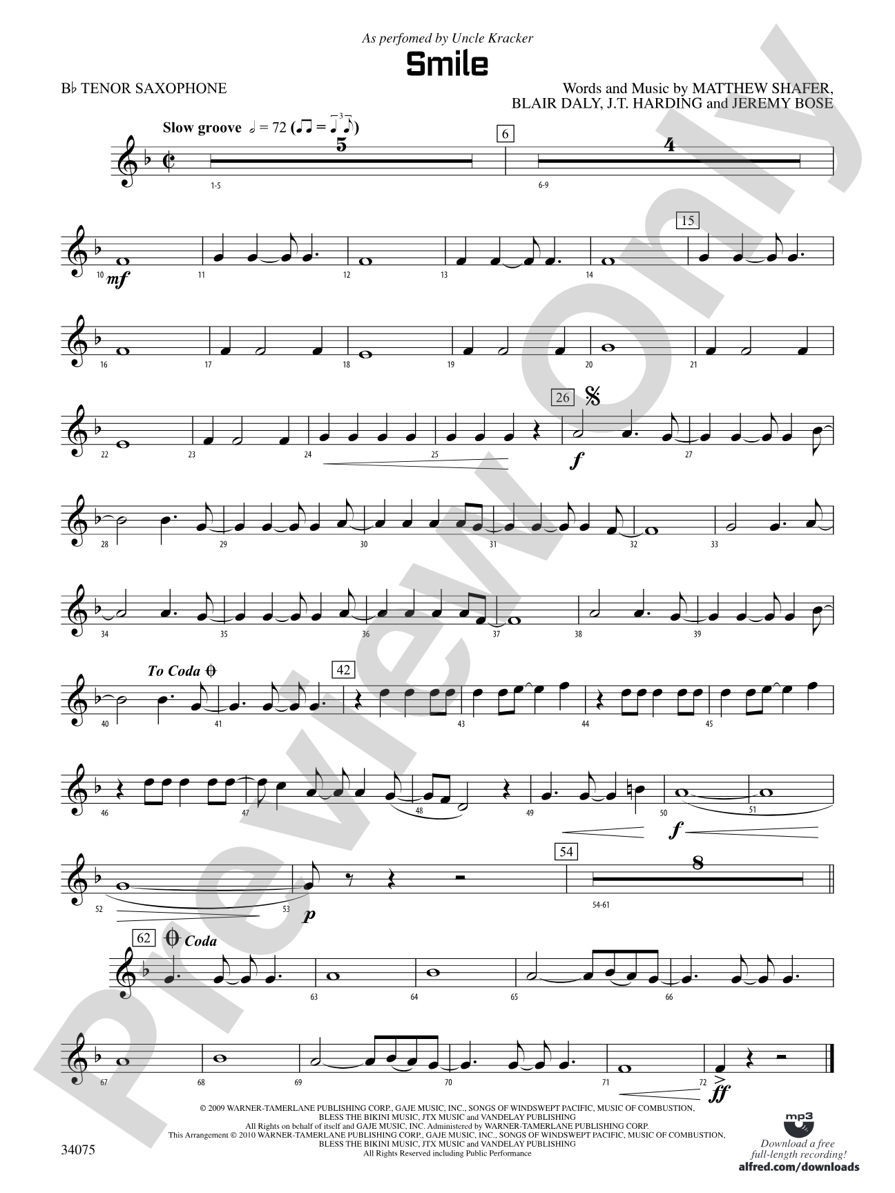 Smile: B-flat Tenor Saxophone