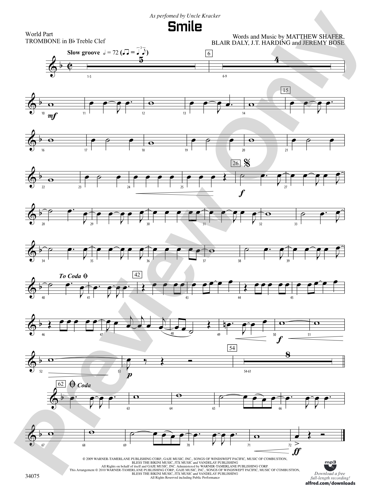 Smile: (wp) 1st B-flat Trombone T.C.