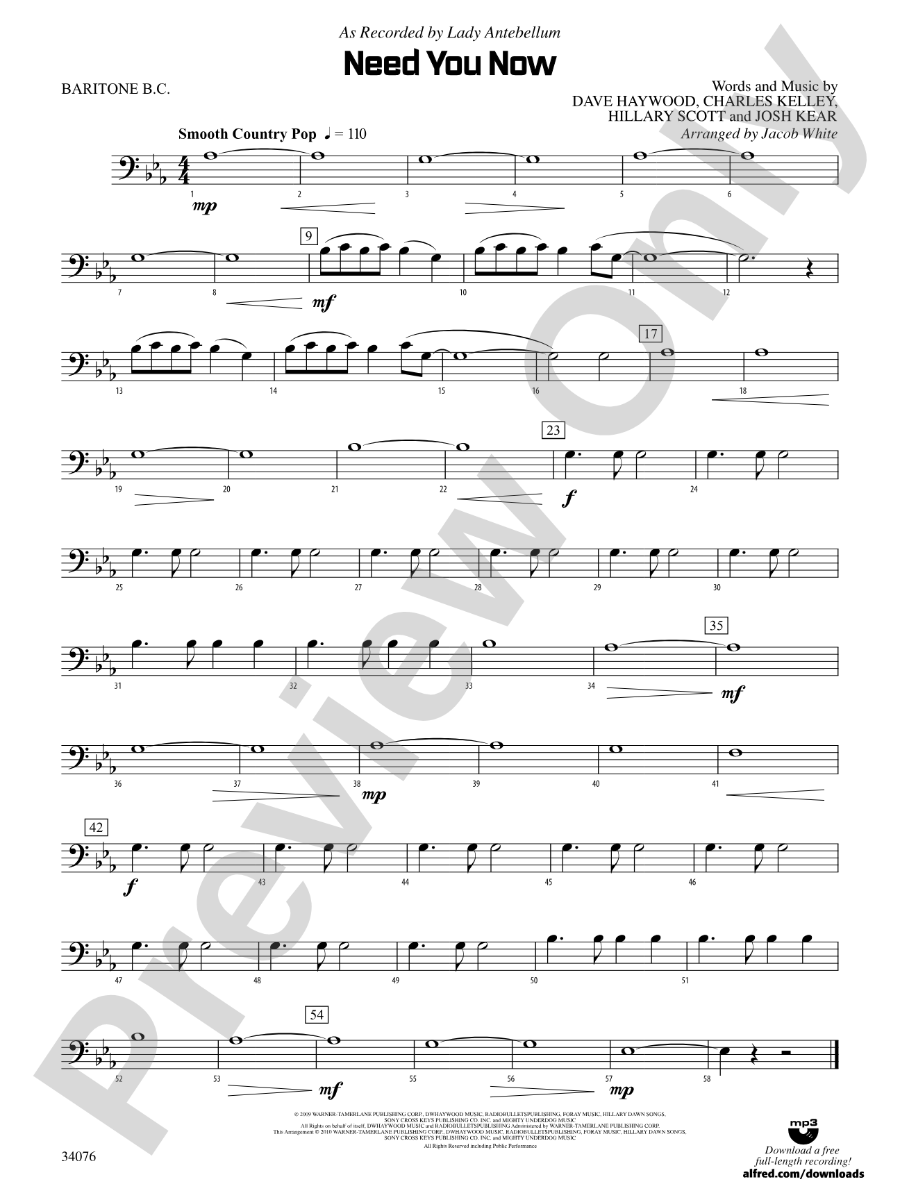 Need You Now: Baritone B.C.