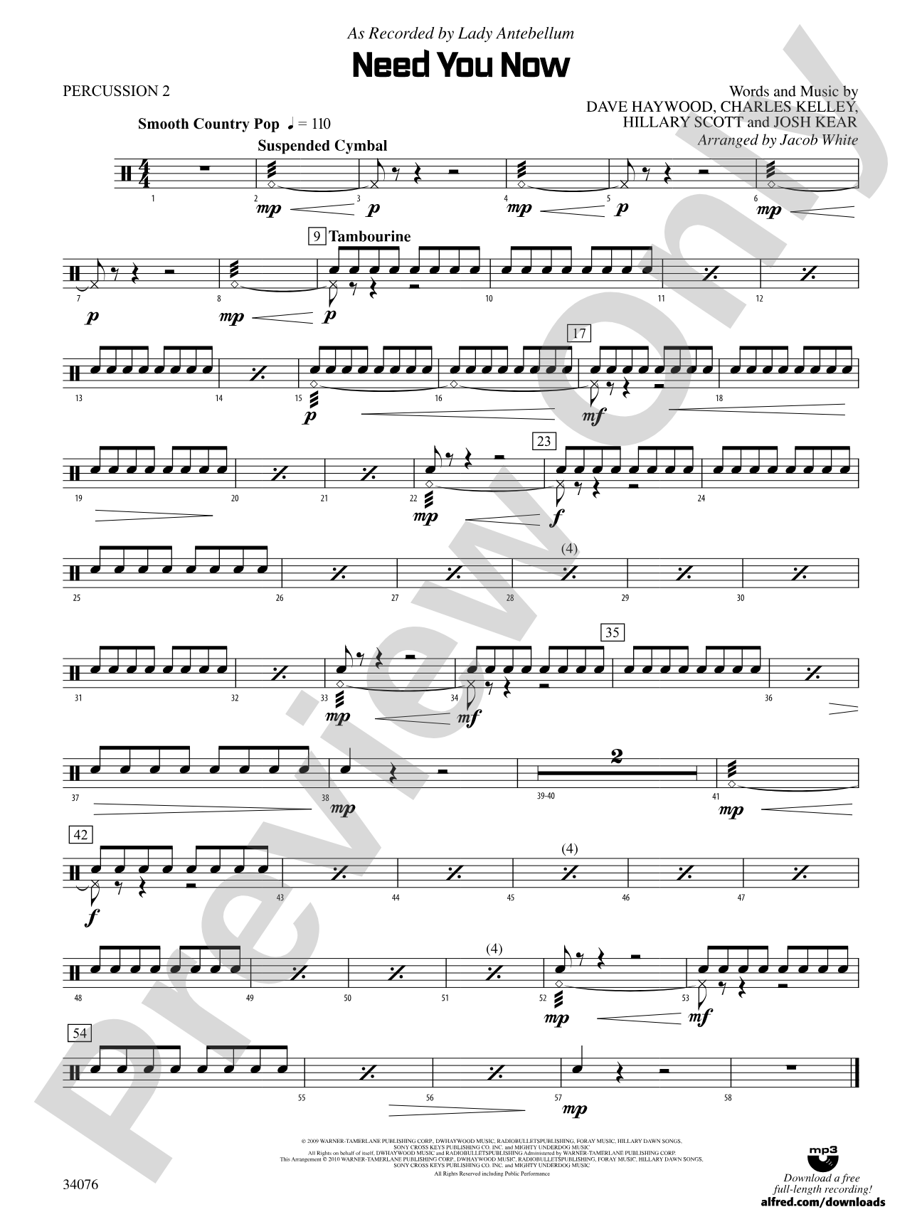 Need You Now: 2nd Percussion