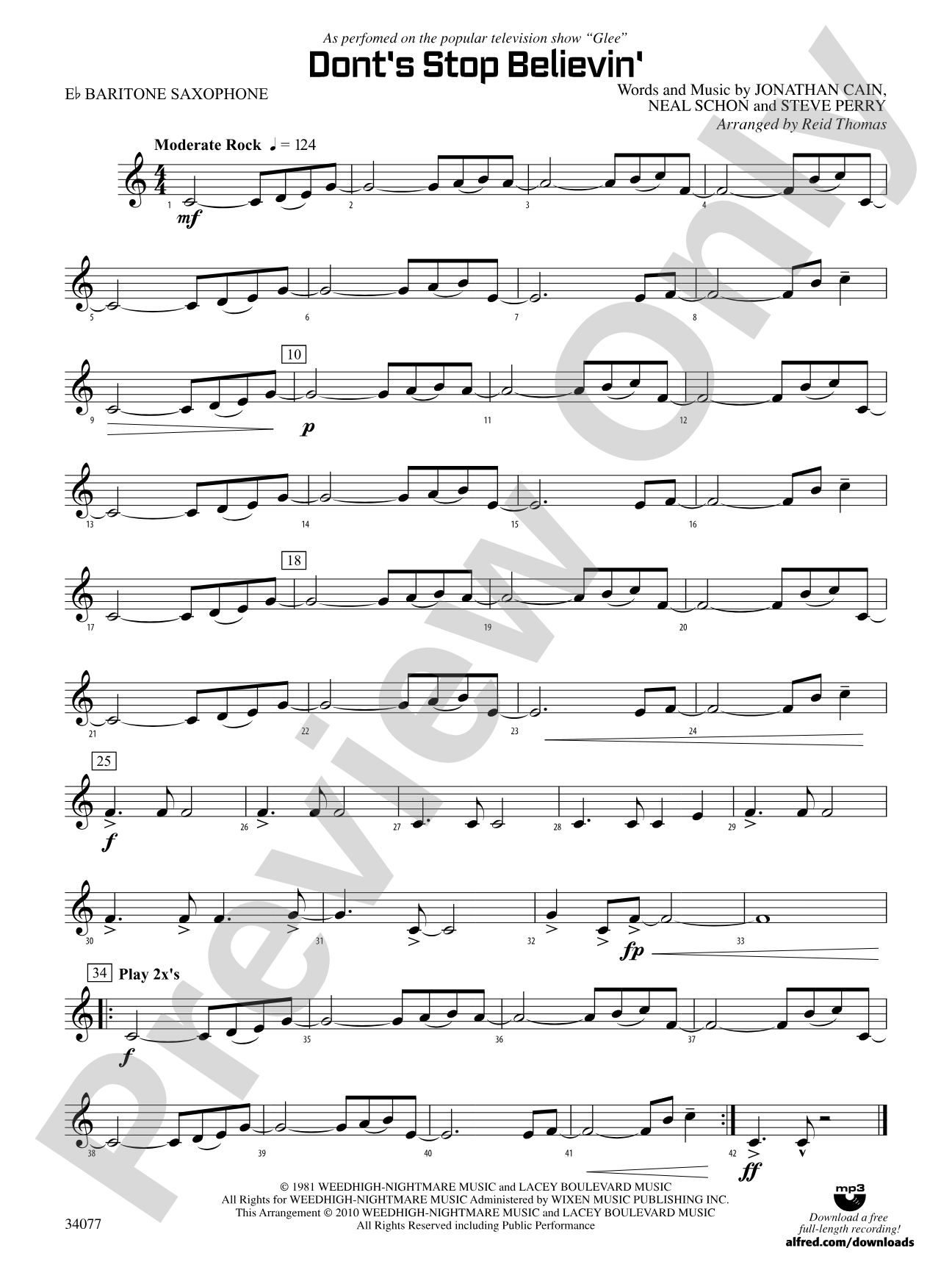 Don't Stop Believin': E-flat Baritone Saxophone
