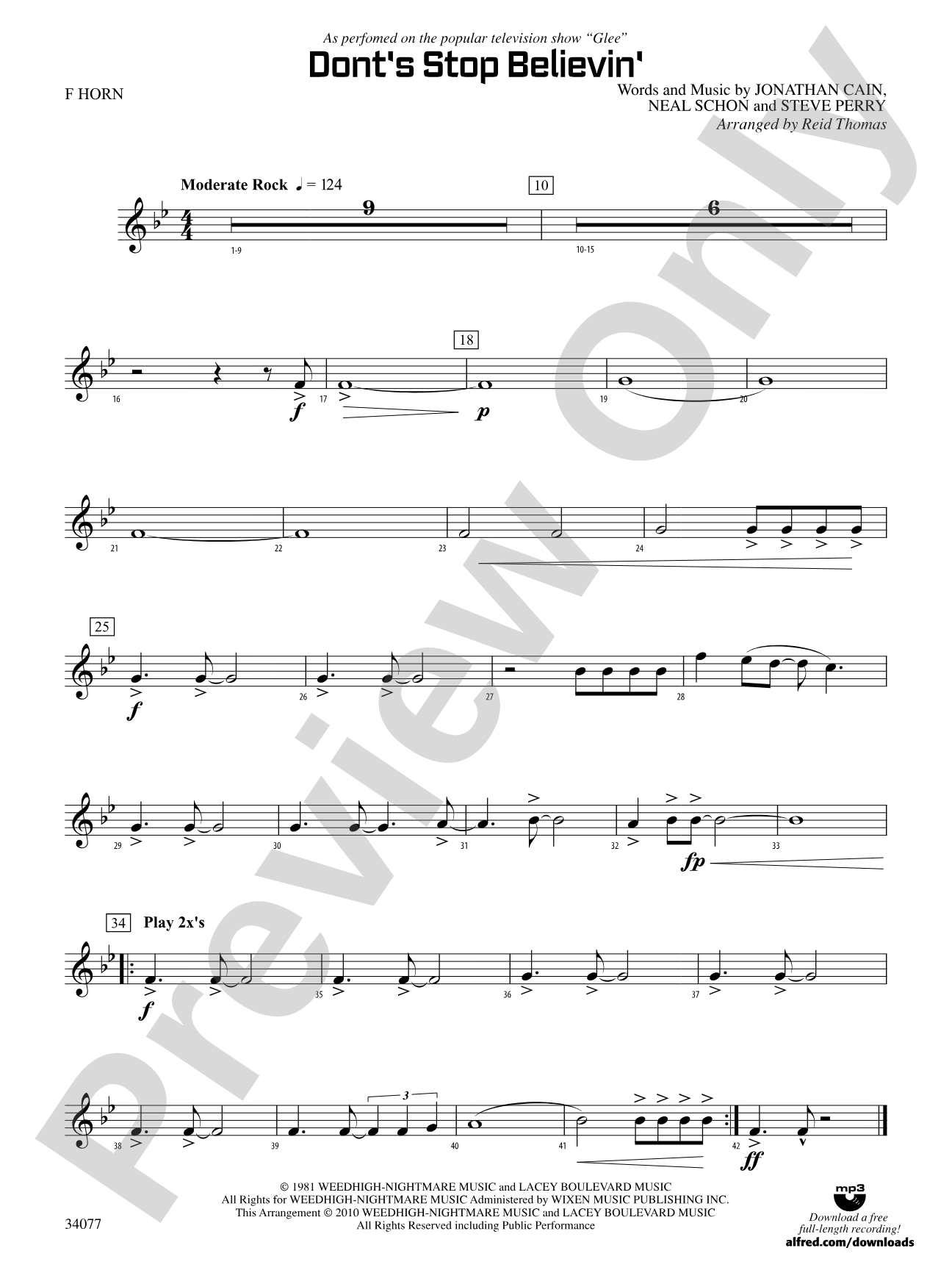 Don't Stop Believin': 1st F Horn