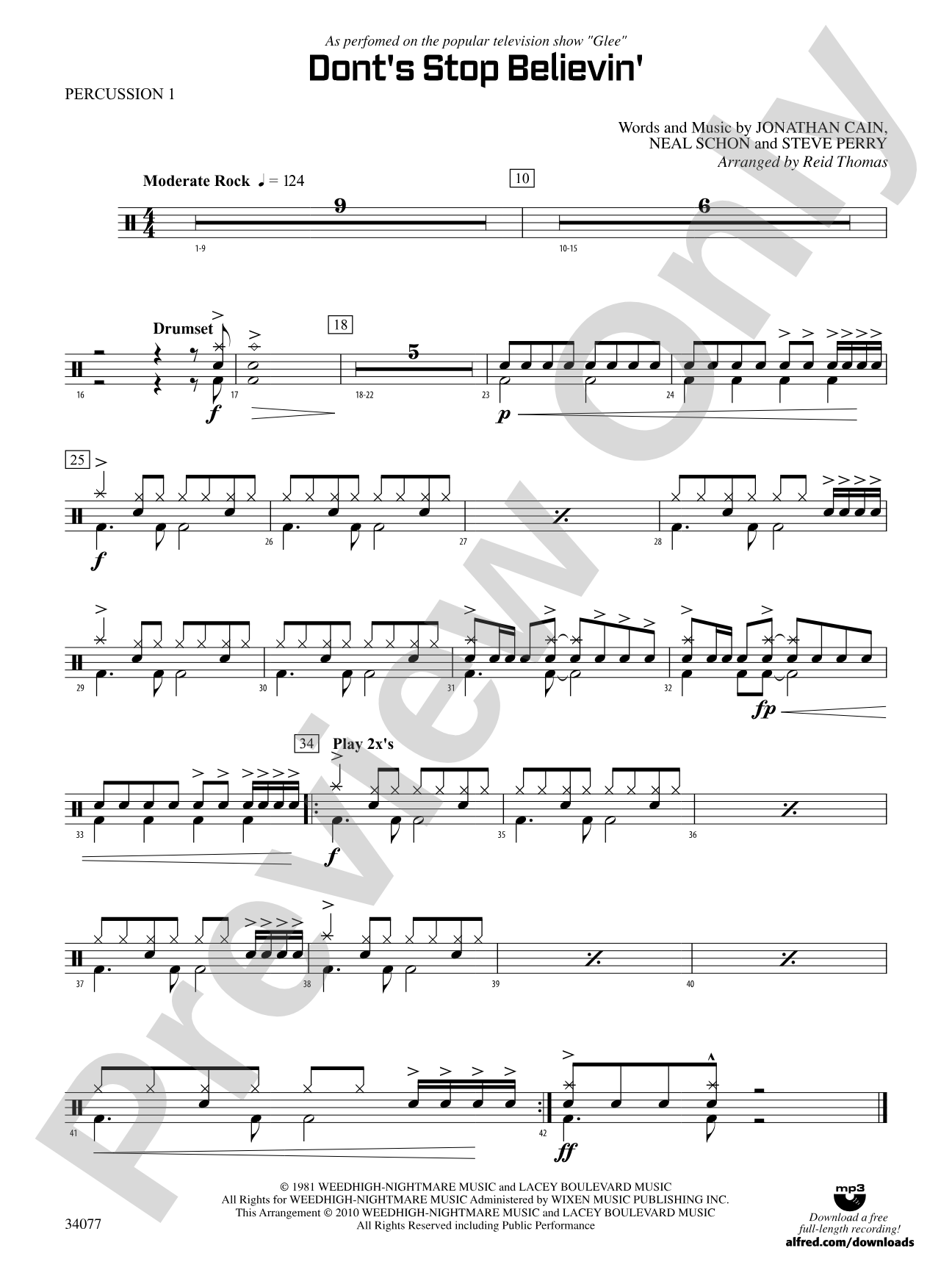 Don't Stop Believin': 1st Percussion