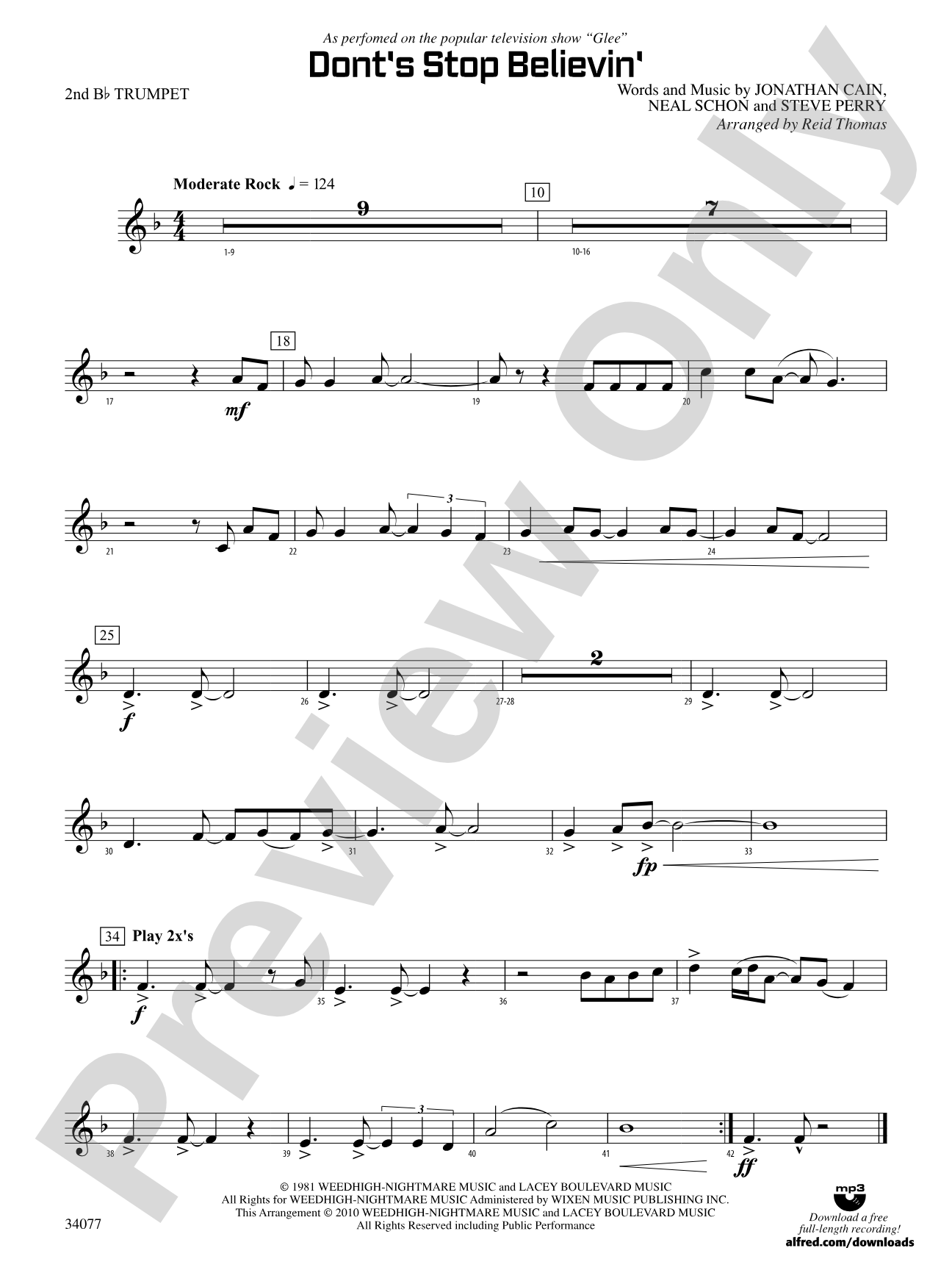 Don't Stop Believin': 2nd B-flat Trumpet