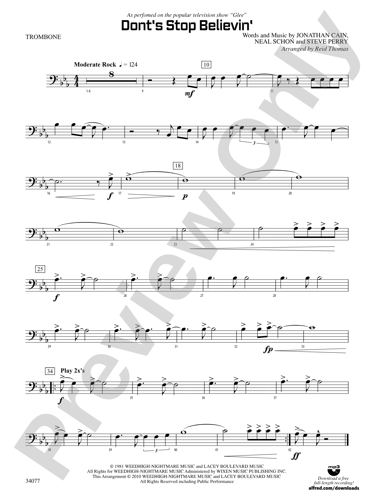 Don't Stop Believin': 1st Trombone