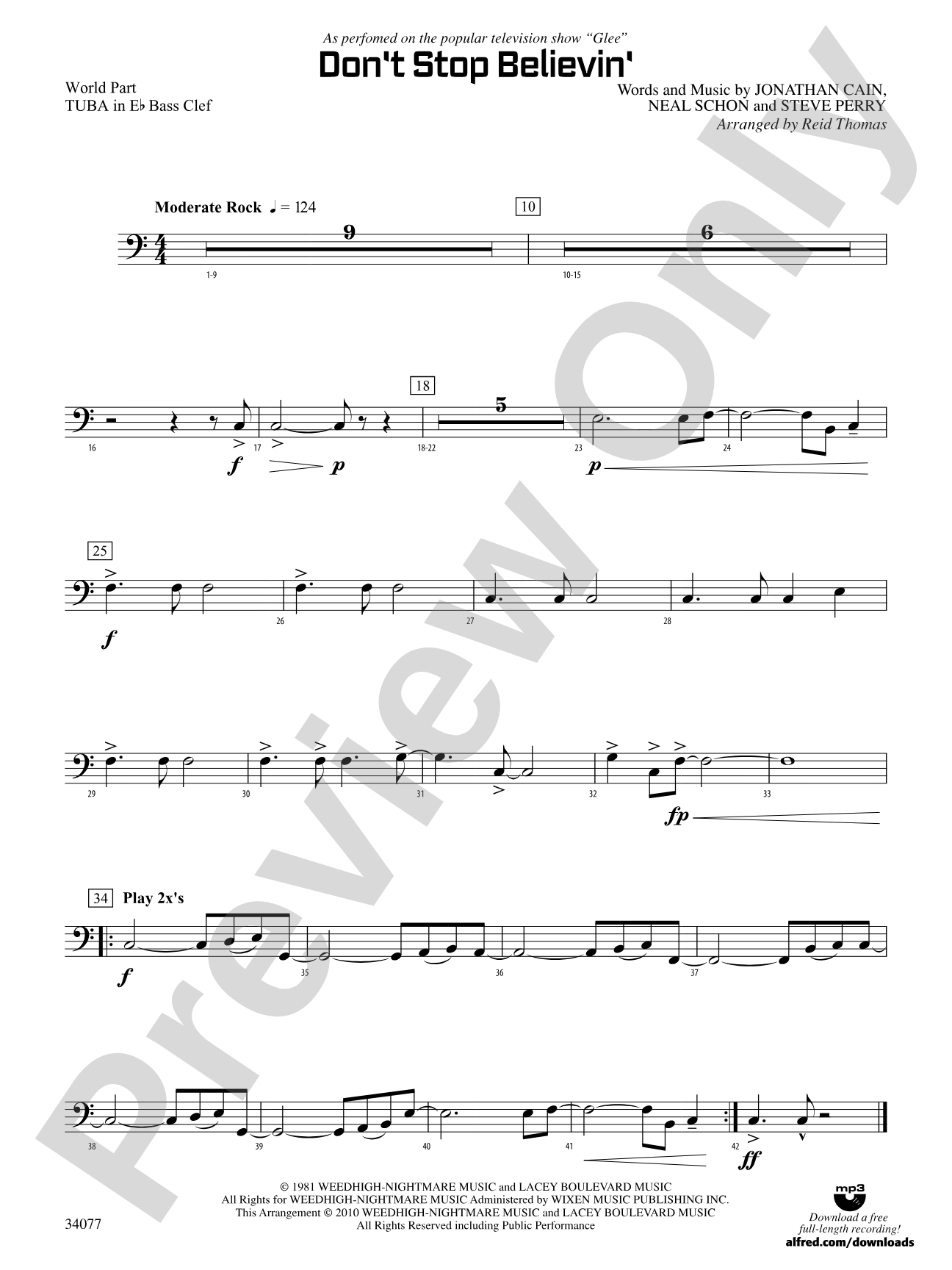 Don't Stop Believin': (wp) E-flat Tuba B.C.