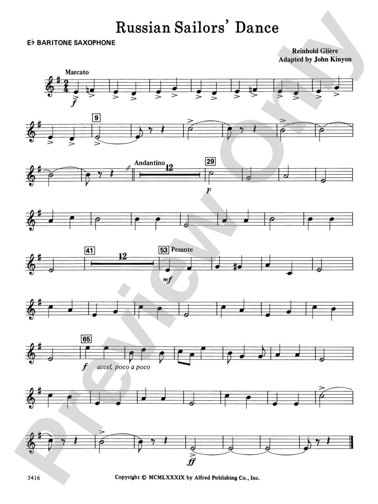 Russian Sailors' Dance: E-flat Baritone Saxophone