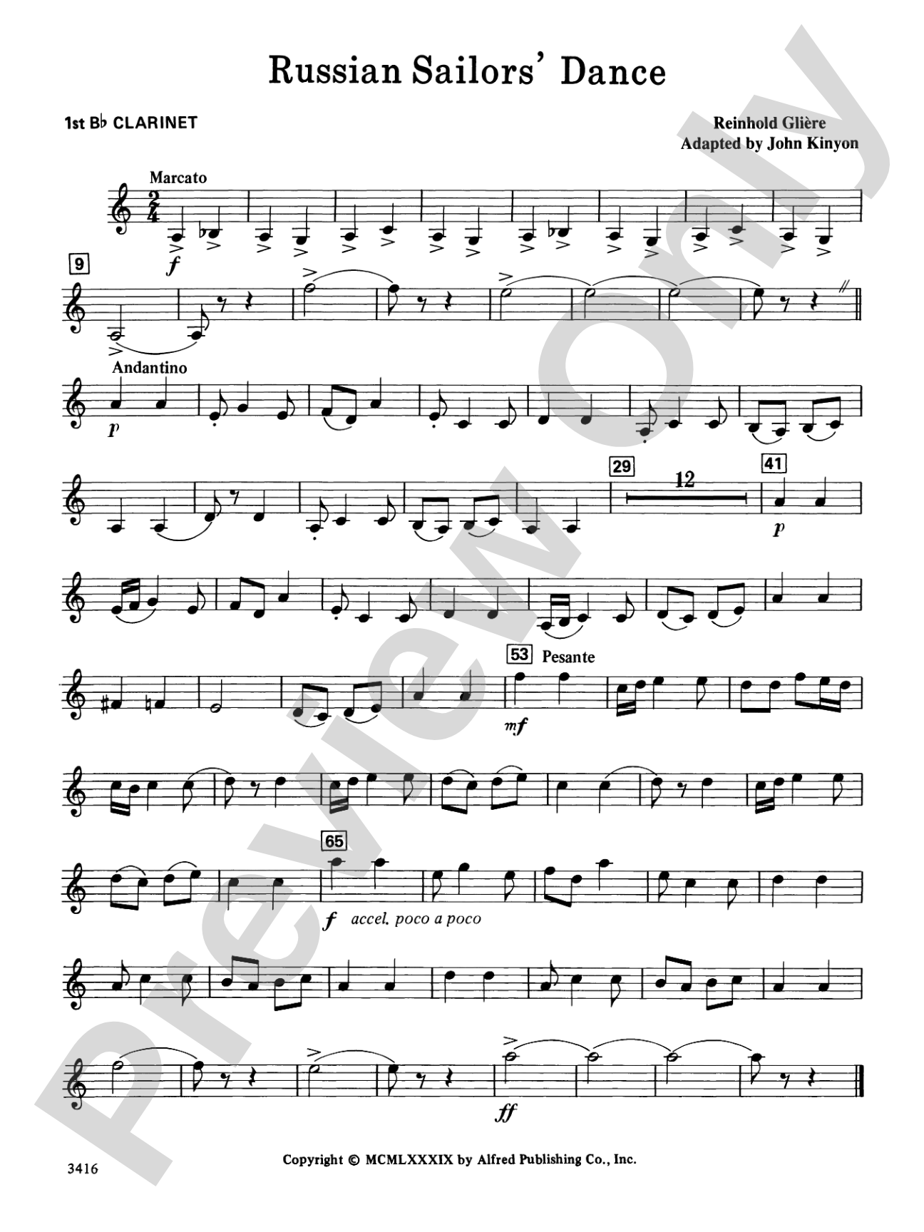 Russian Sailors' Dance: 1st B-flat Clarinet