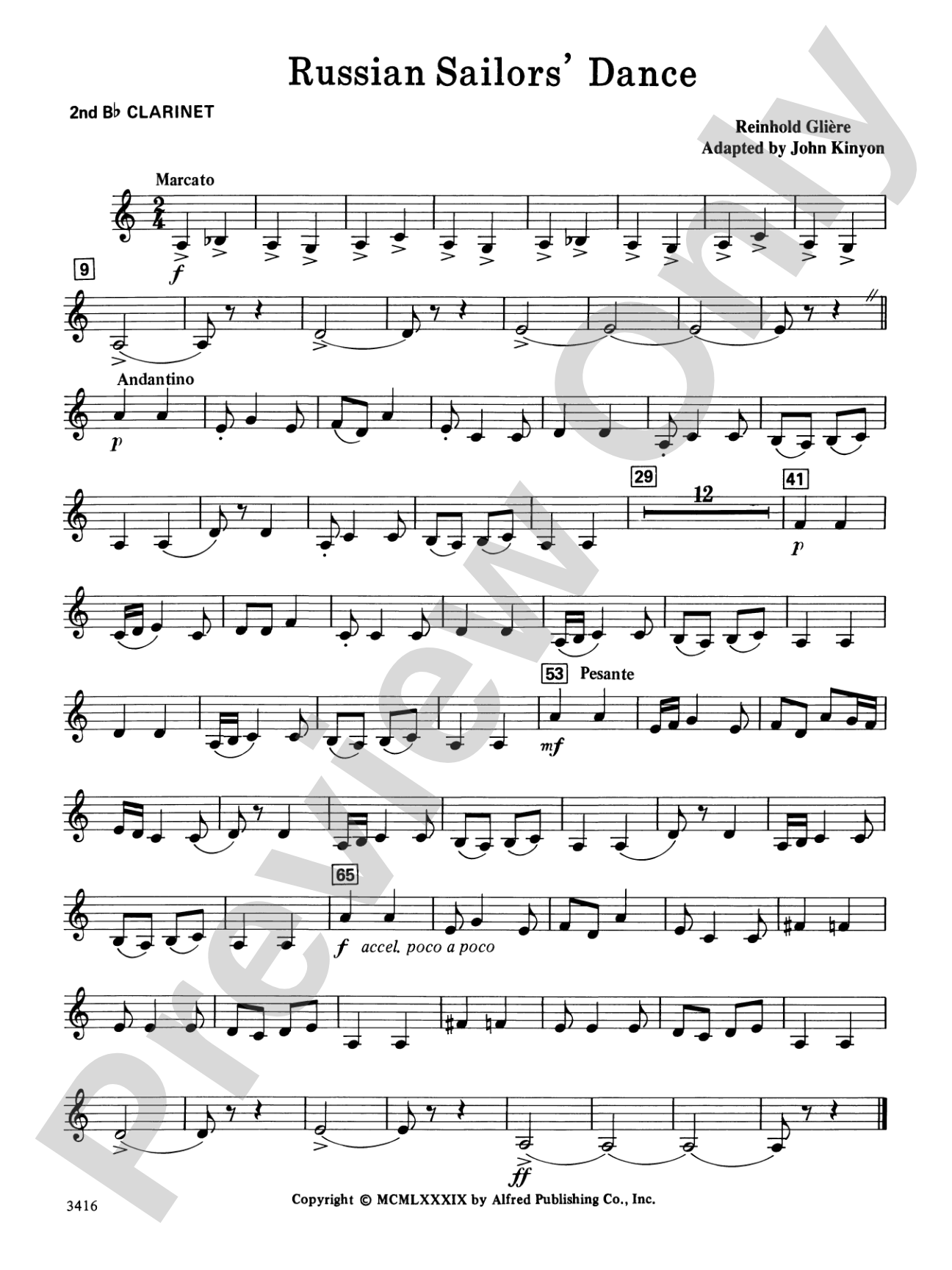Russian Sailors' Dance: 2nd B-flat Clarinet