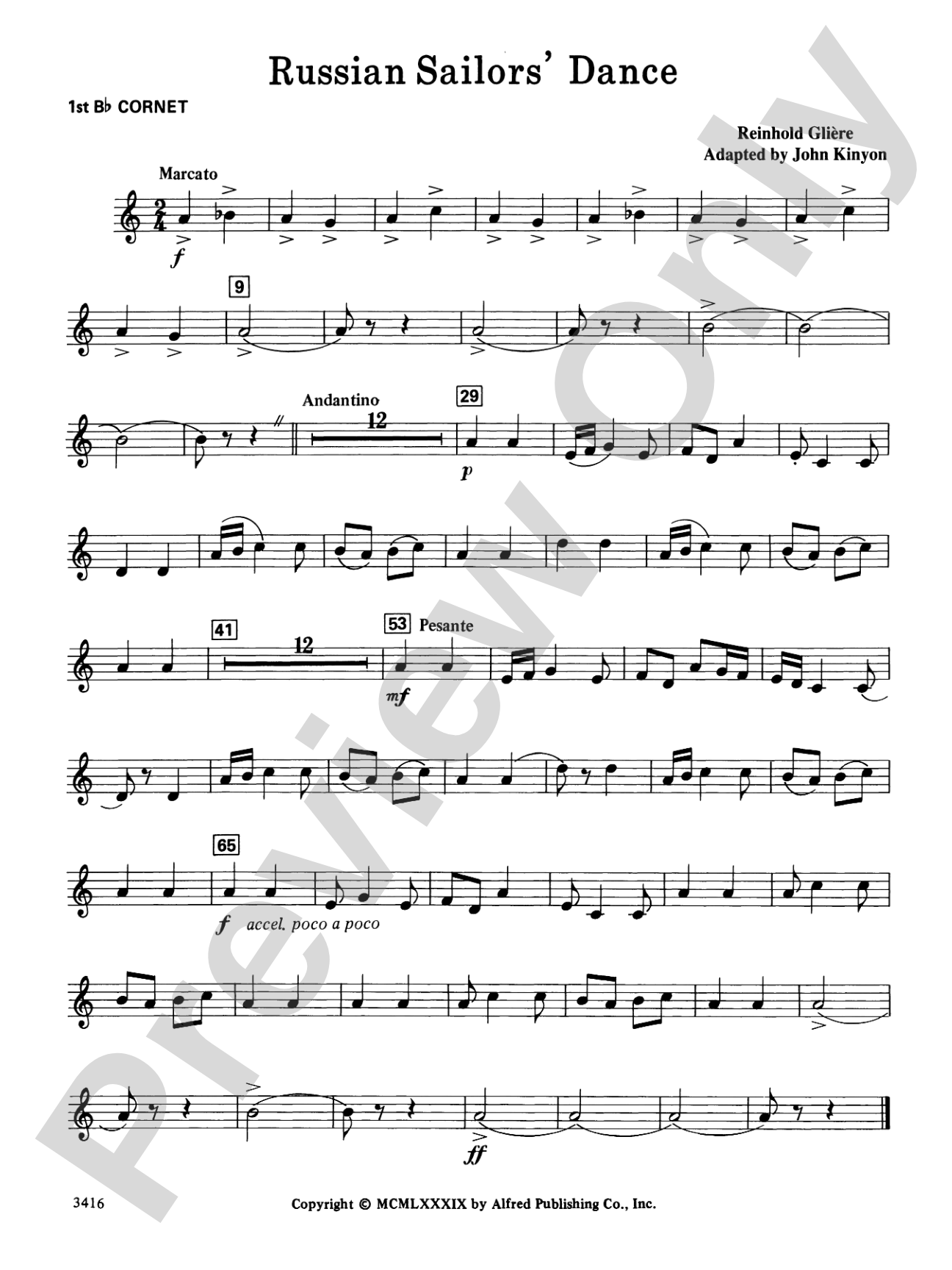 Russian Sailors' Dance: 1st B-flat Cornet