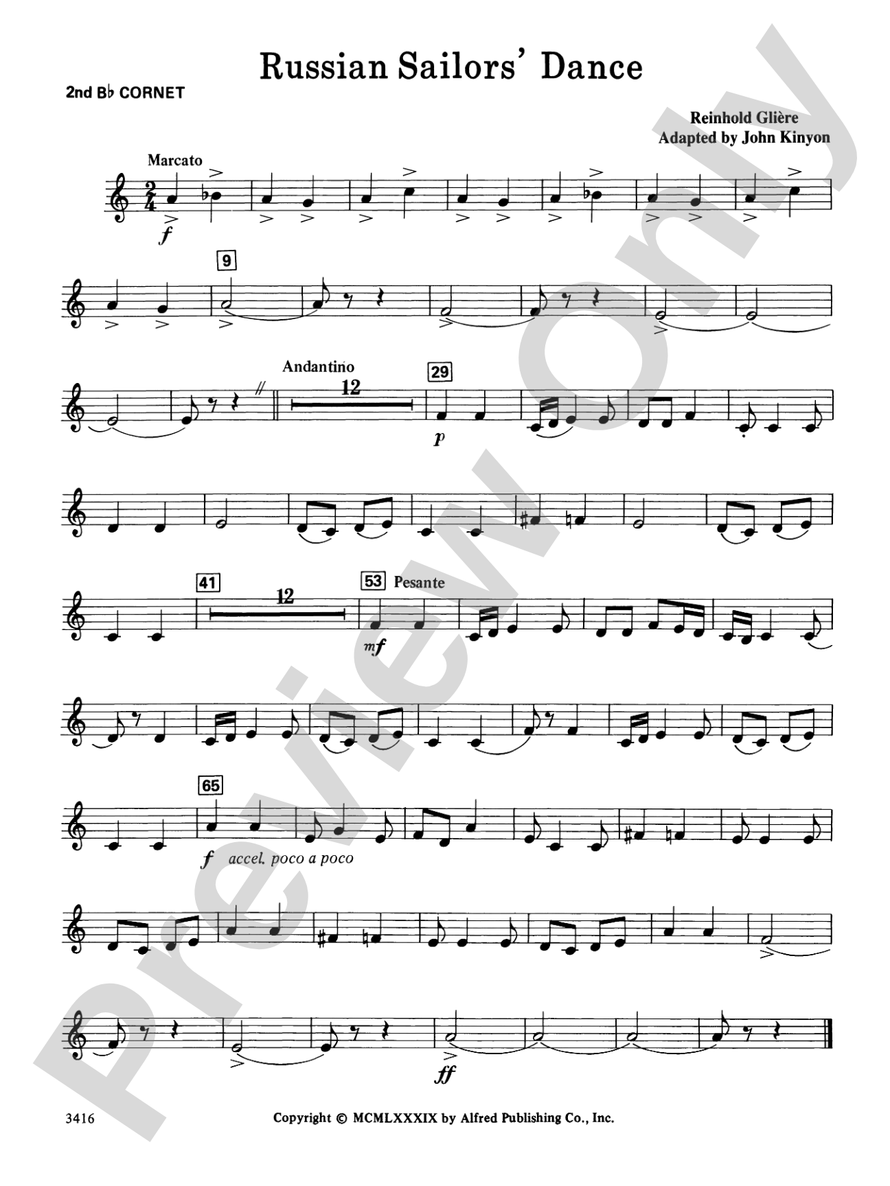 Russian Sailors' Dance: 2nd B-flat Cornet