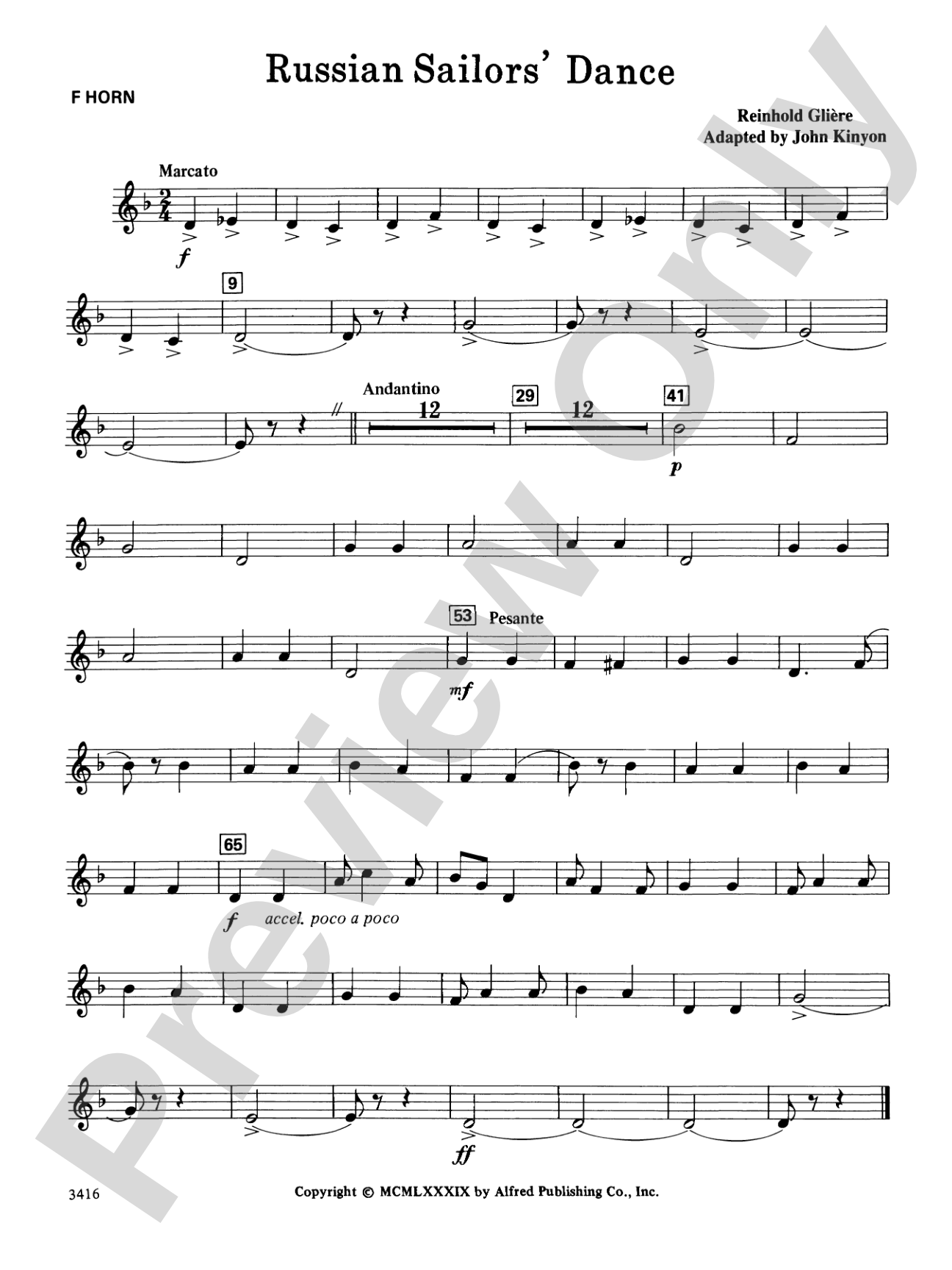 Russian Sailors' Dance: 1st F Horn