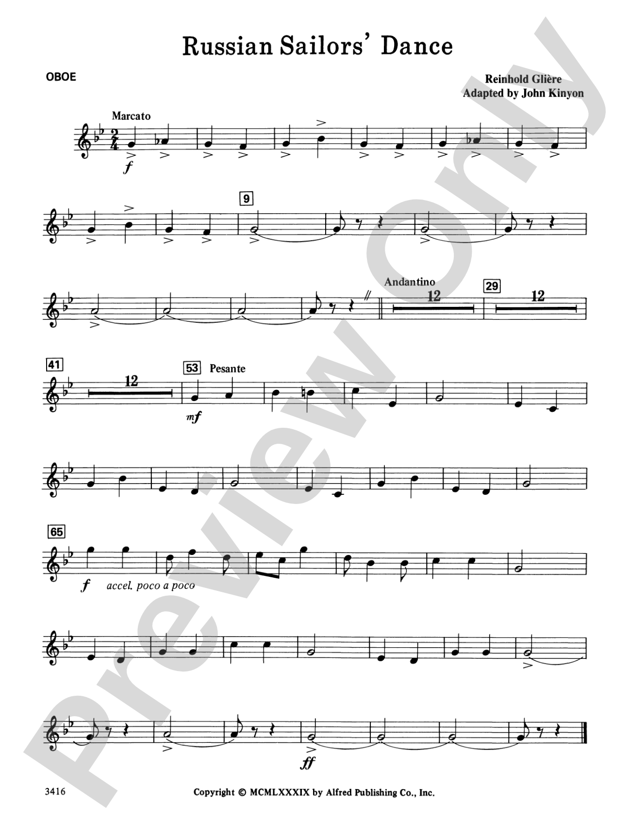 Russian Sailors' Dance: Oboe