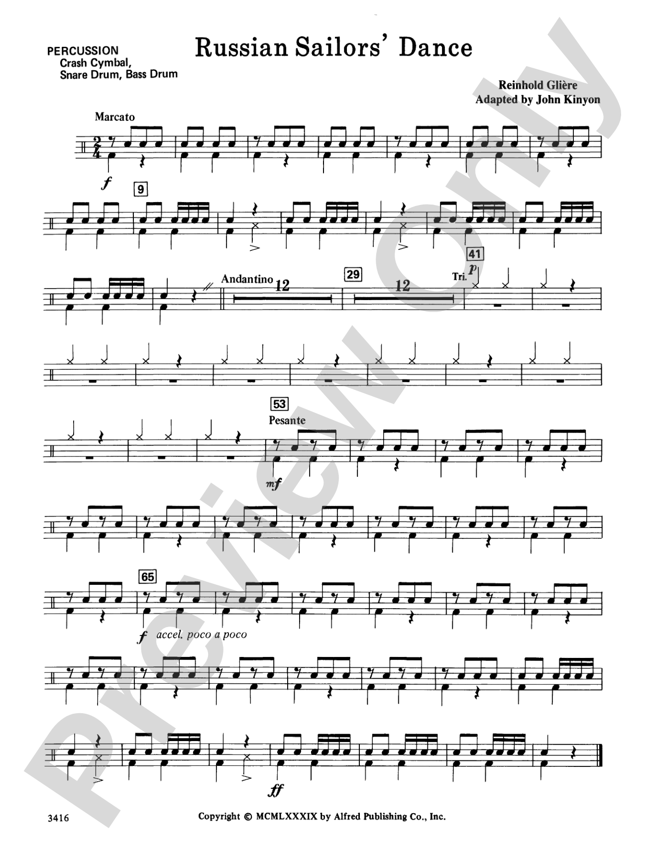 Russian Sailors' Dance: 1st Percussion