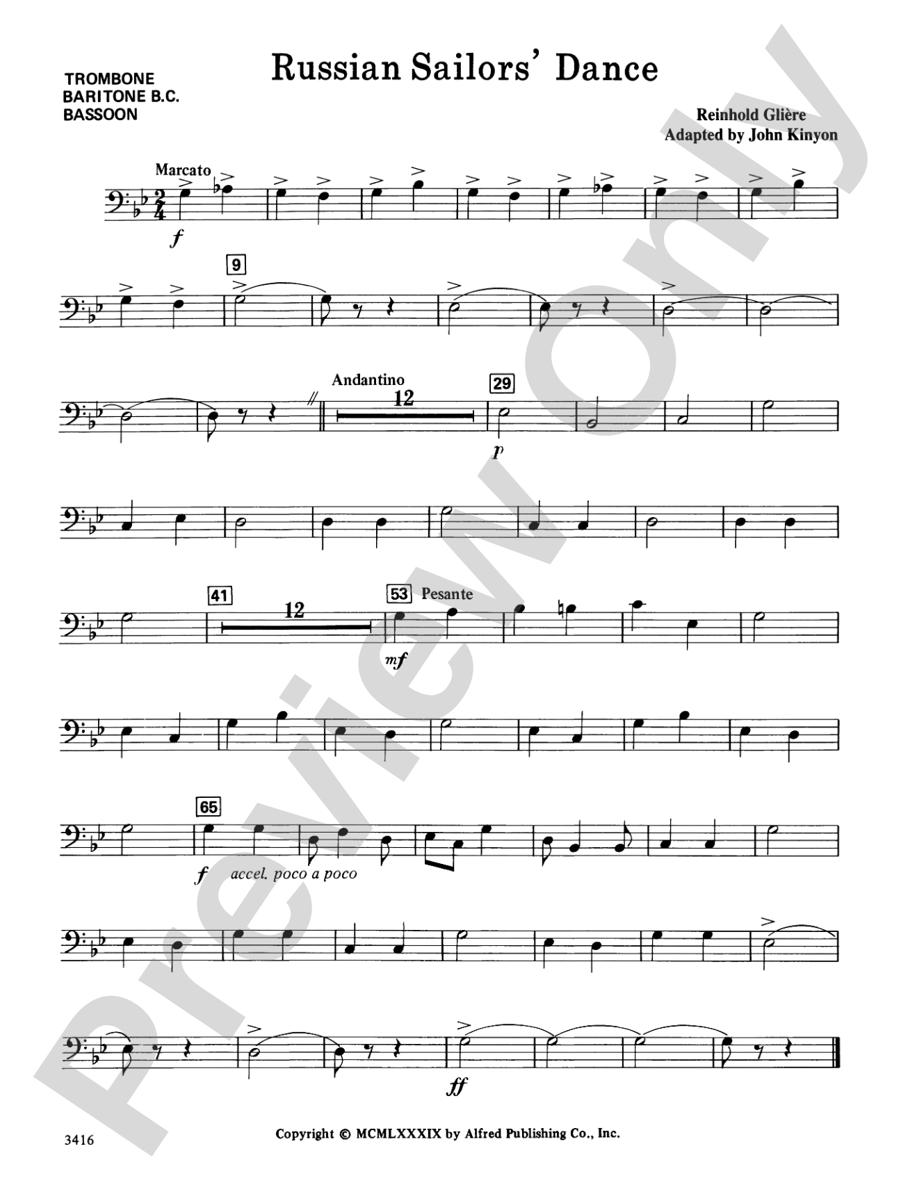 Russian Sailors' Dance: 1st Trombone