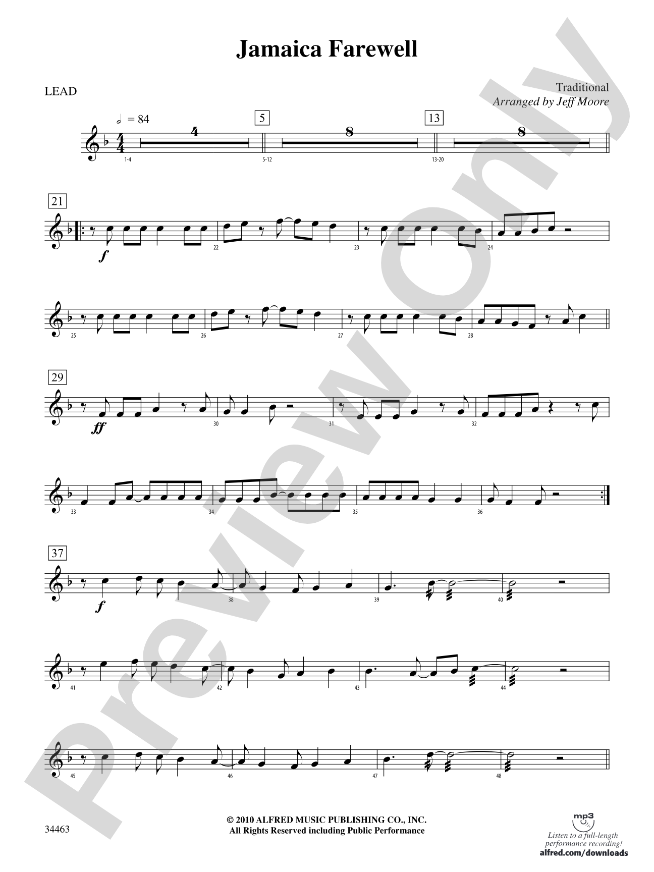 Jamaica Farewell: 1st Percussion