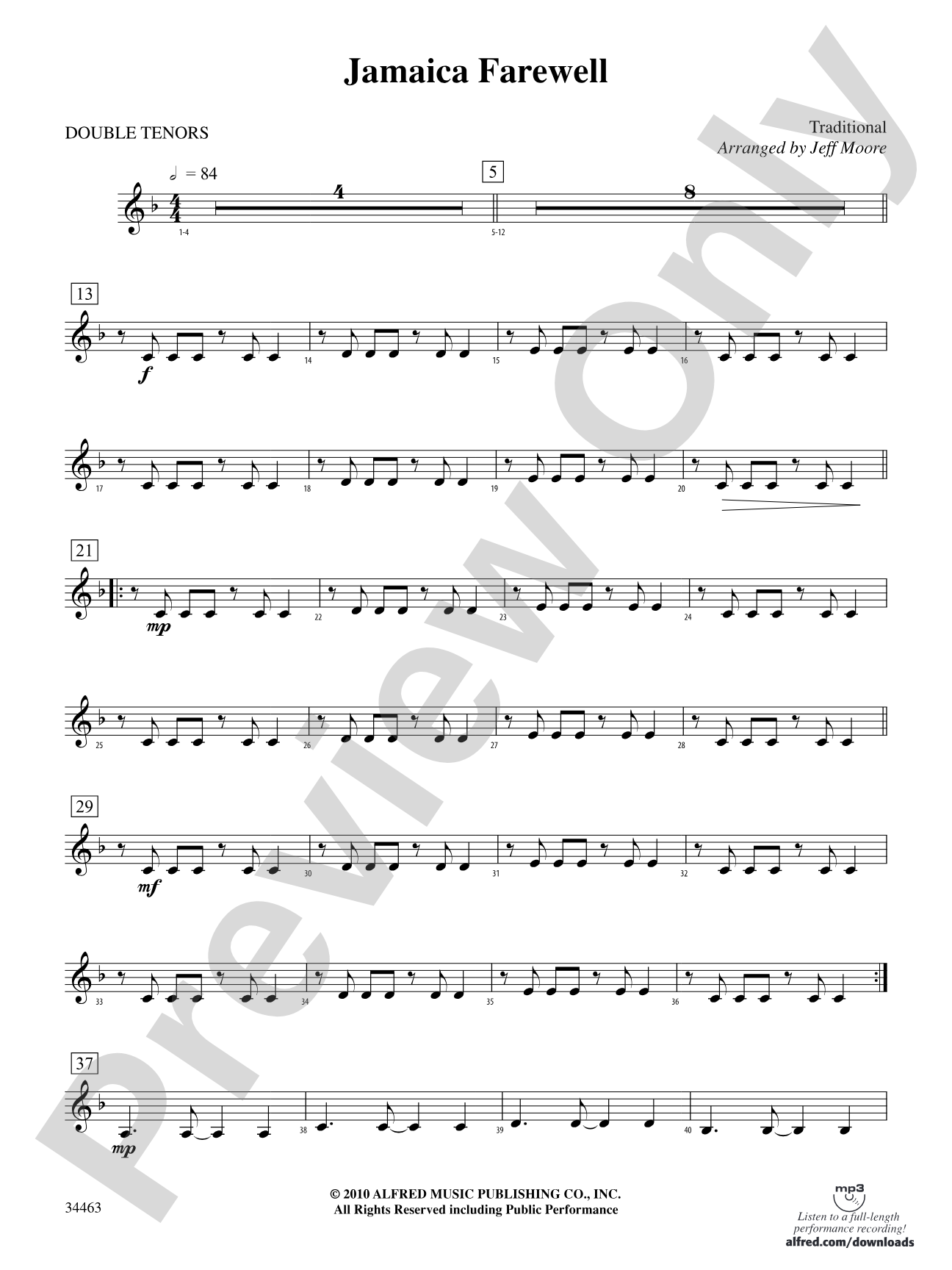 Jamaica Farewell: 2nd Percussion