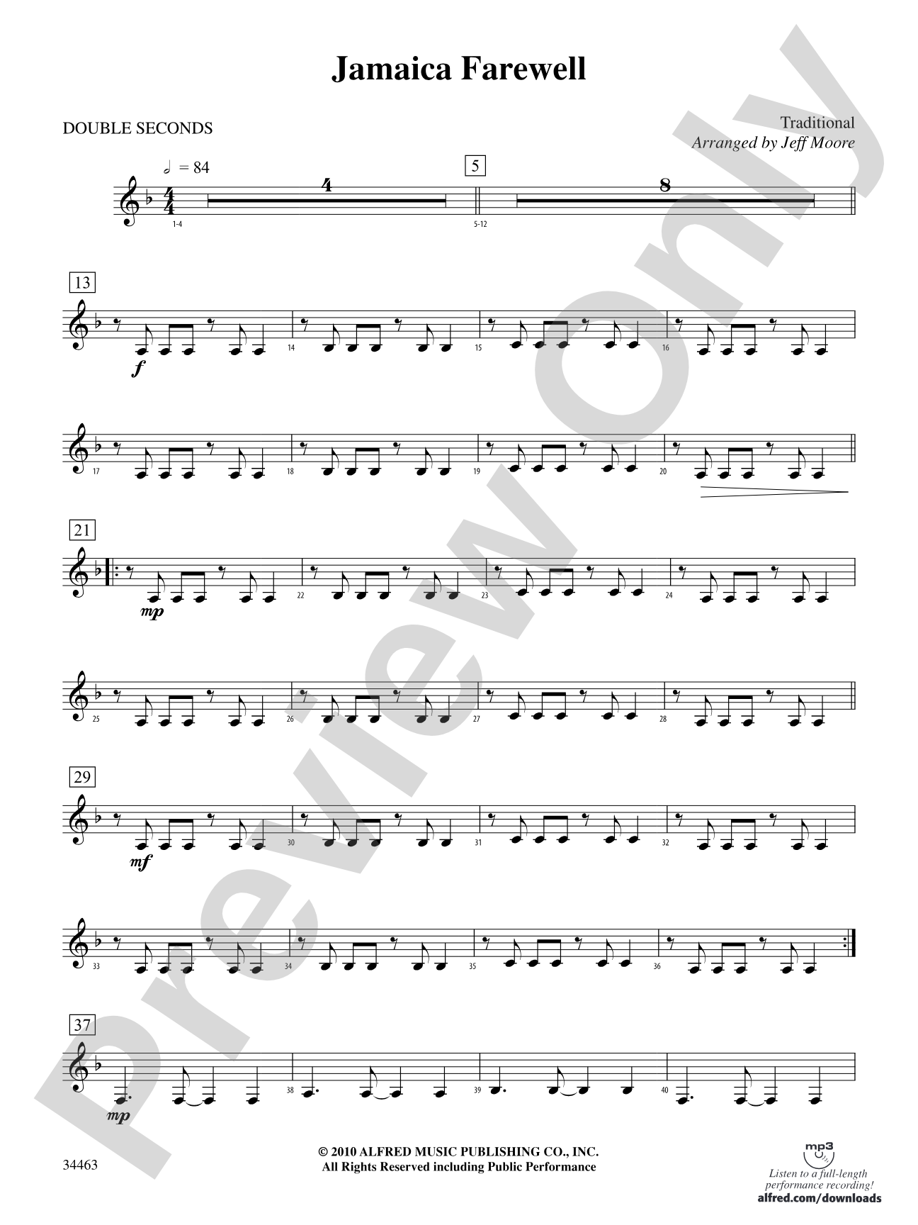 Jamaica Farewell: 3rd Percussion
