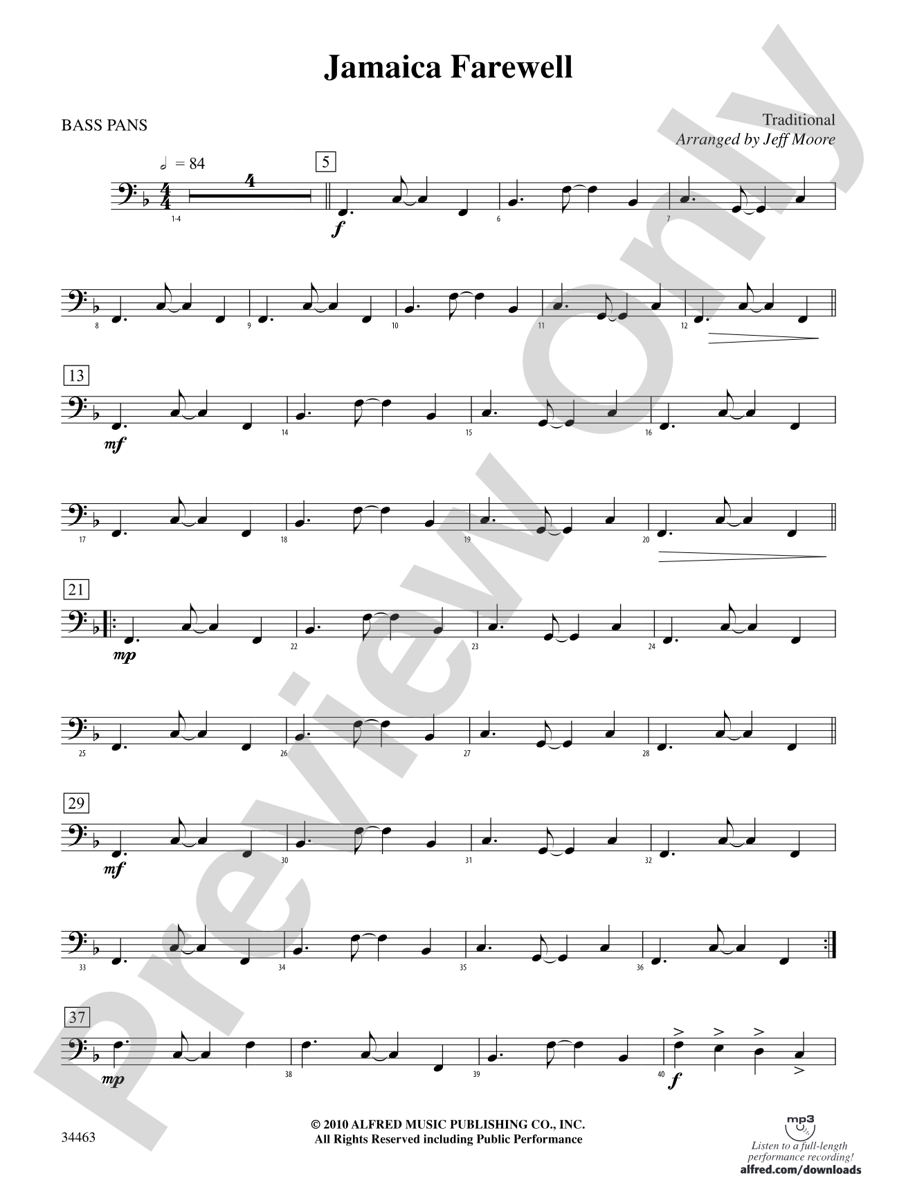 Jamaica Farewell: 4th Percussion