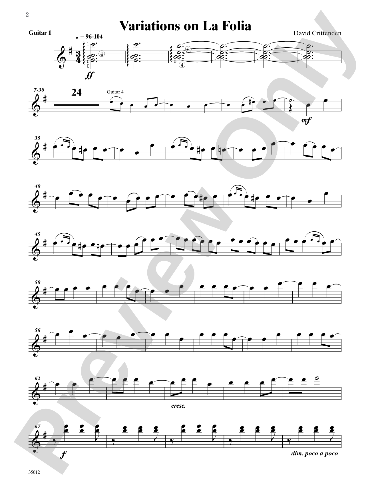 Quartets for Guitar: Three Intermediate Works: Guitar 1