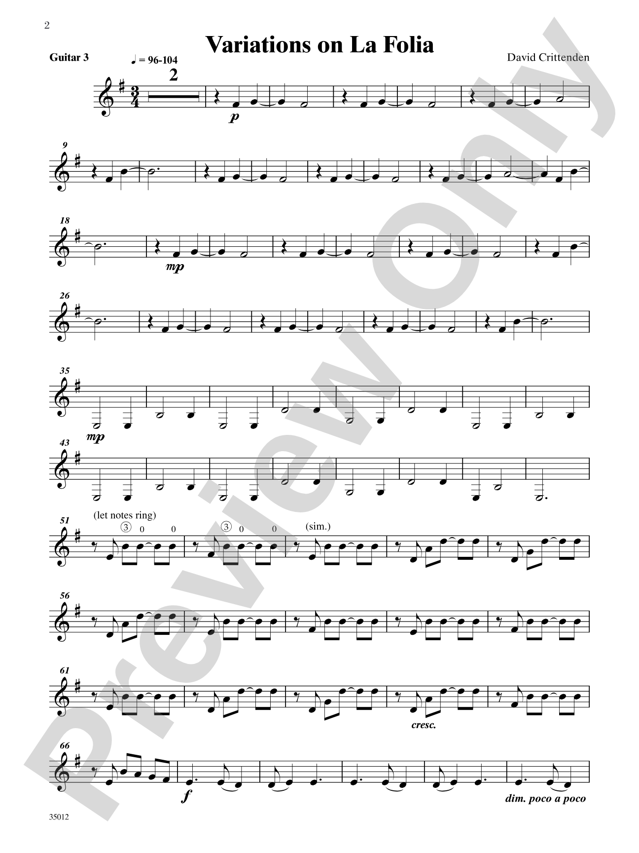 Quartets for Guitar: Three Intermediate Works: Guitar 3
