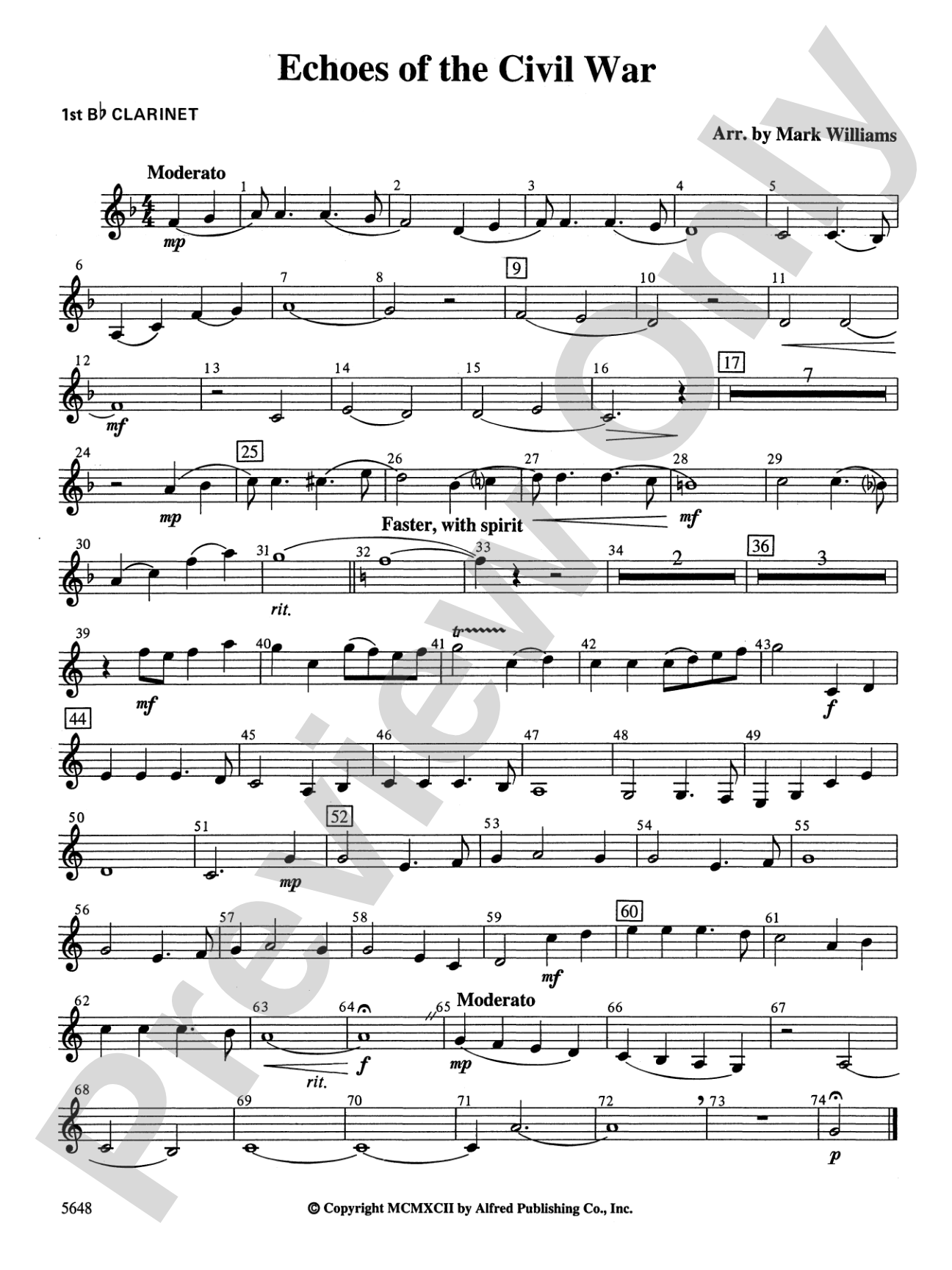 Echoes of the Civil War: 1st B-flat Clarinet