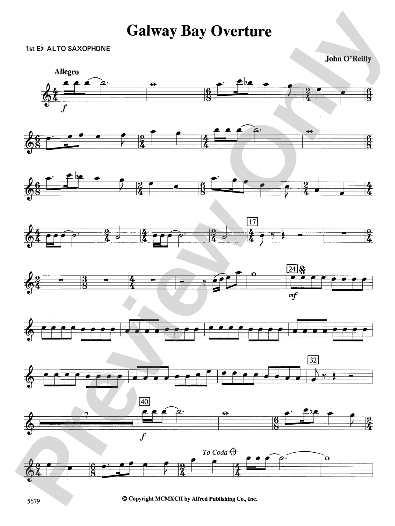 Galway Bay Overture: E-flat Alto Saxophone