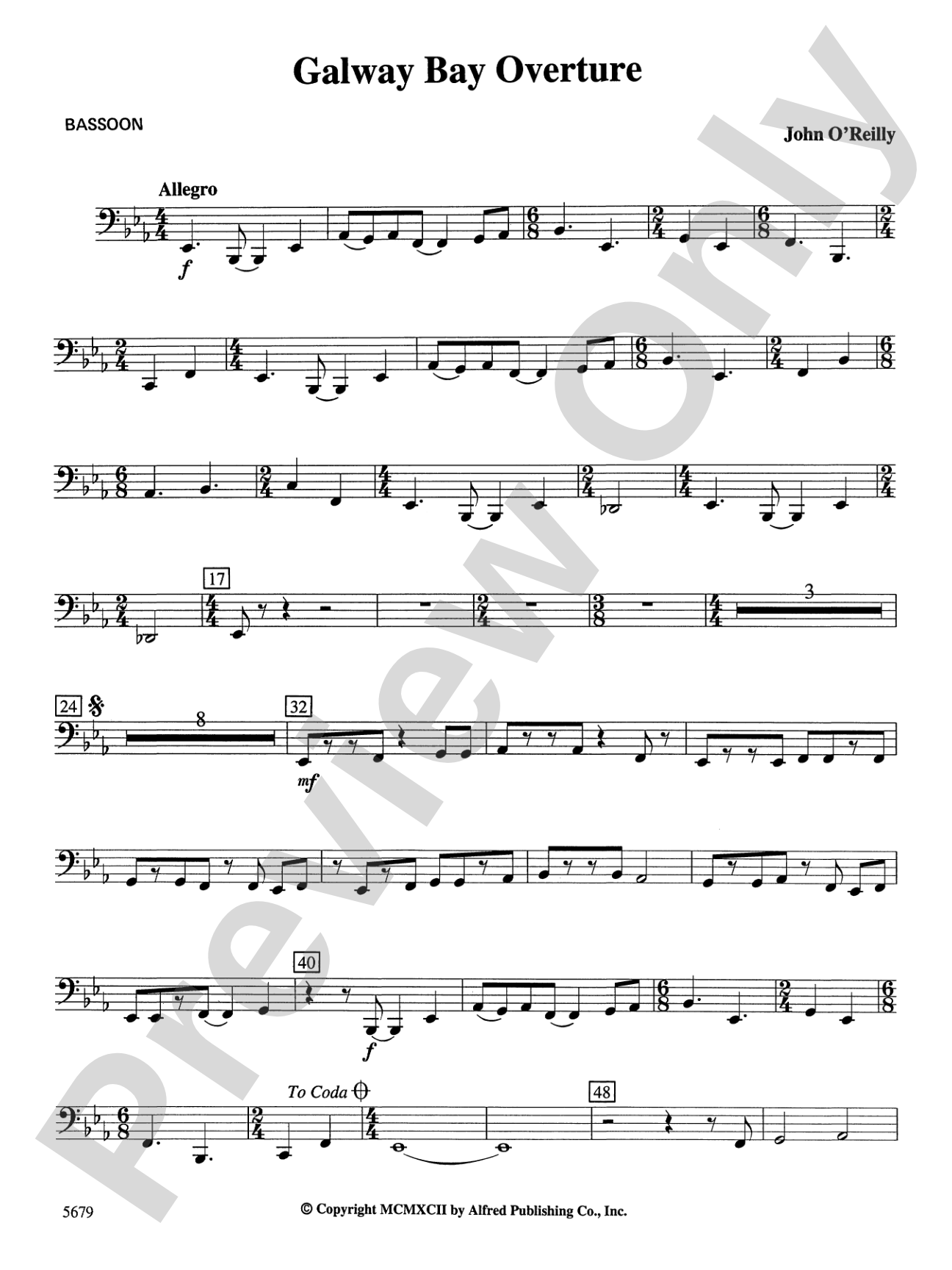 Galway Bay Overture: Bassoon
