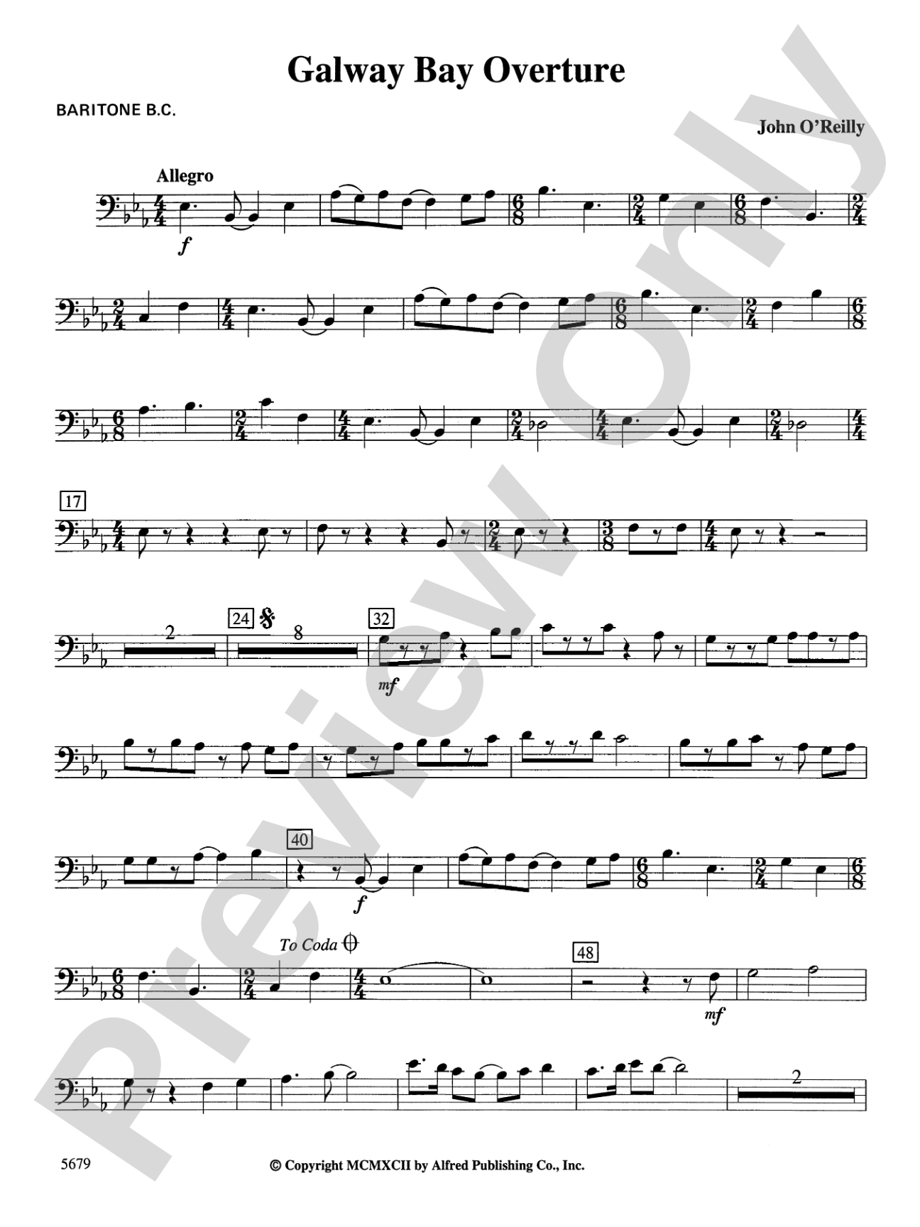 Galway Bay Overture: Baritone B.C.