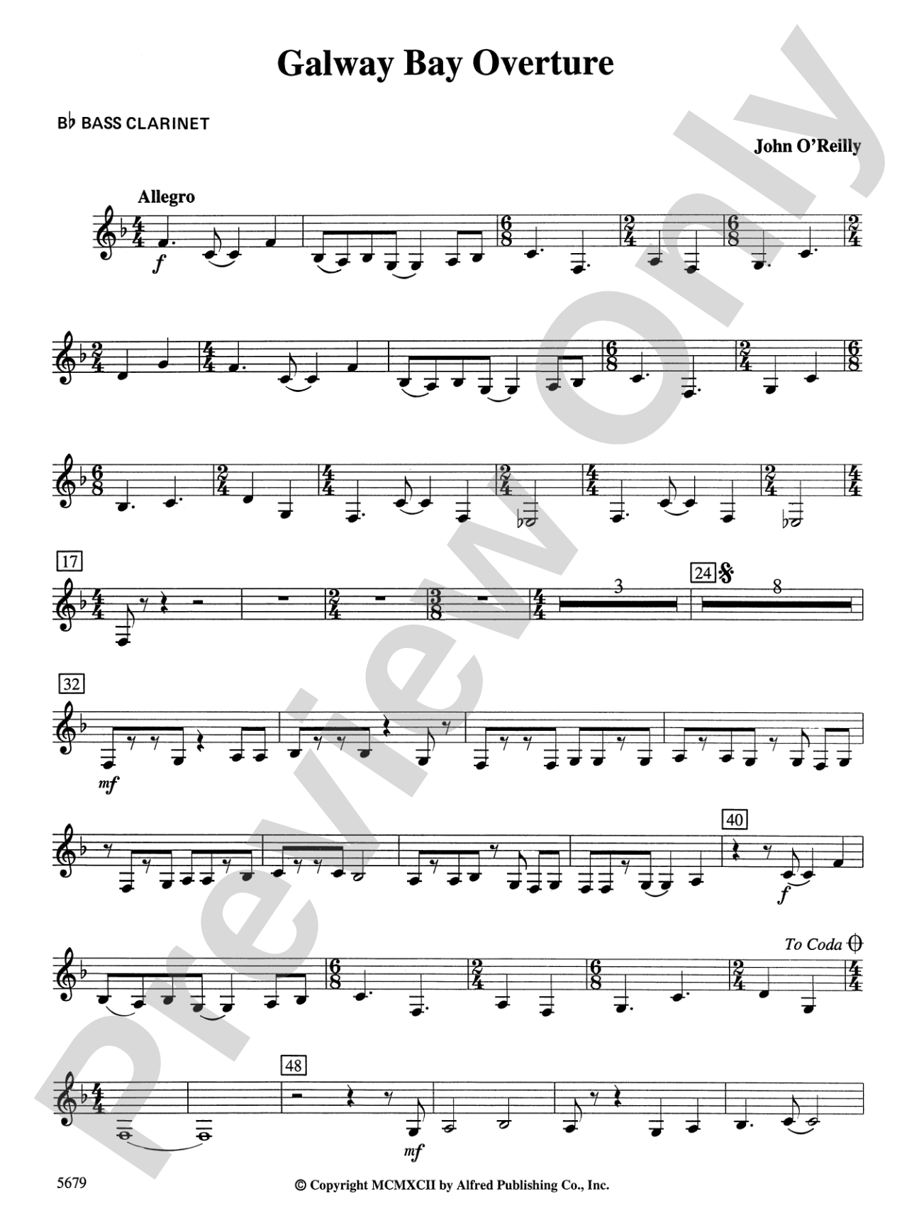 Galway Bay Overture: B-flat Bass Clarinet