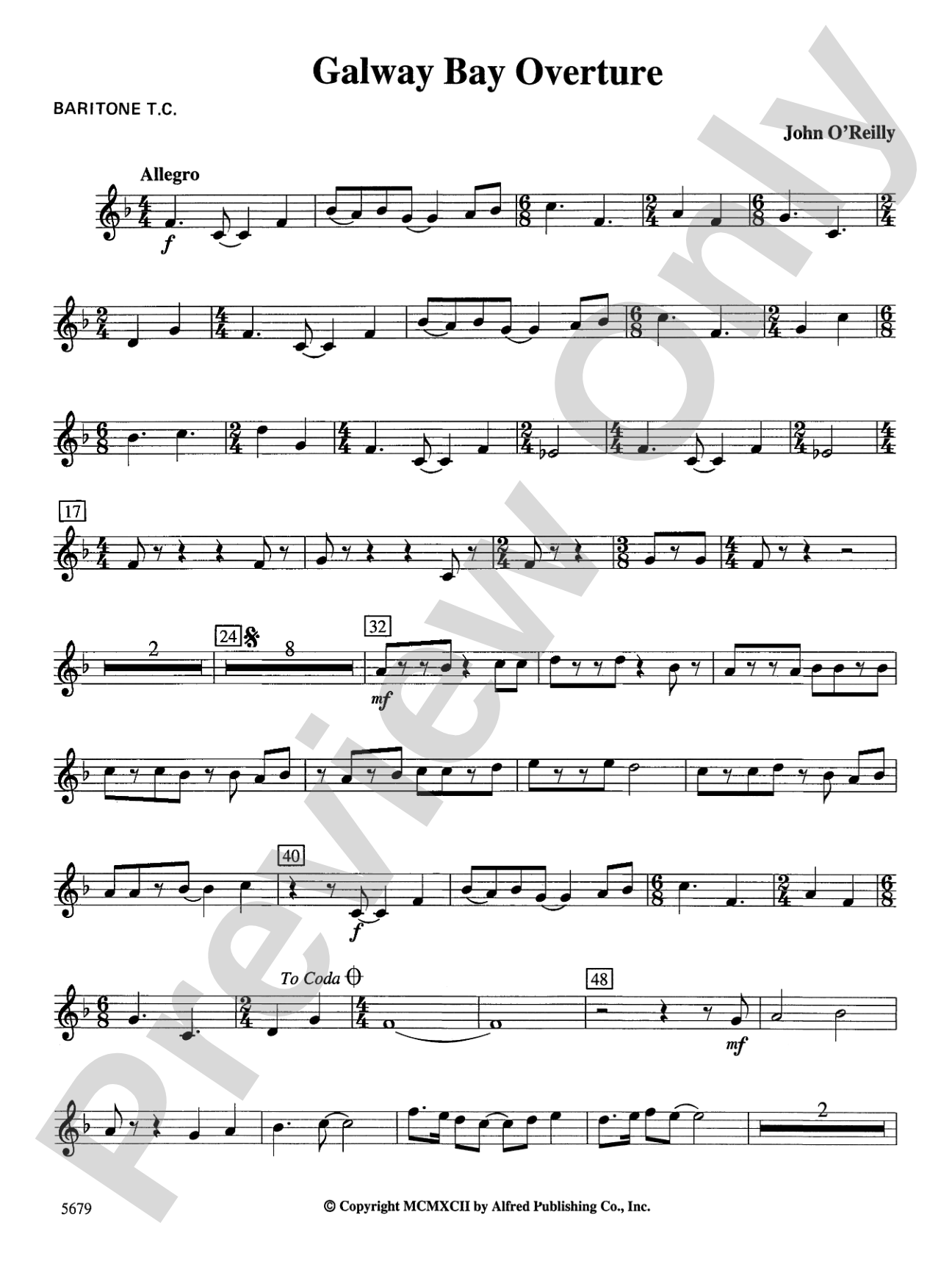 Galway Bay Overture: Baritone T.C.