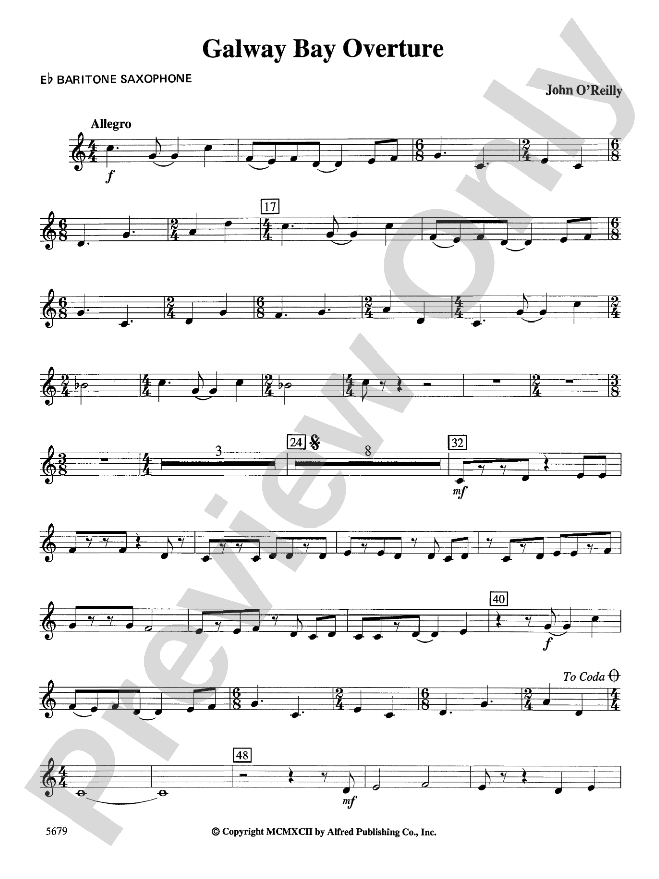 Galway Bay Overture: E-flat Baritone Saxophone