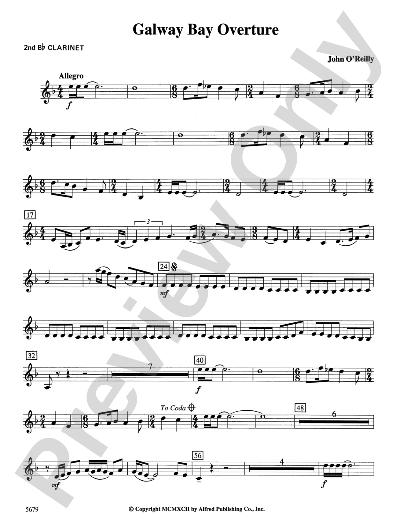 Galway Bay Overture: 2nd B-flat Clarinet