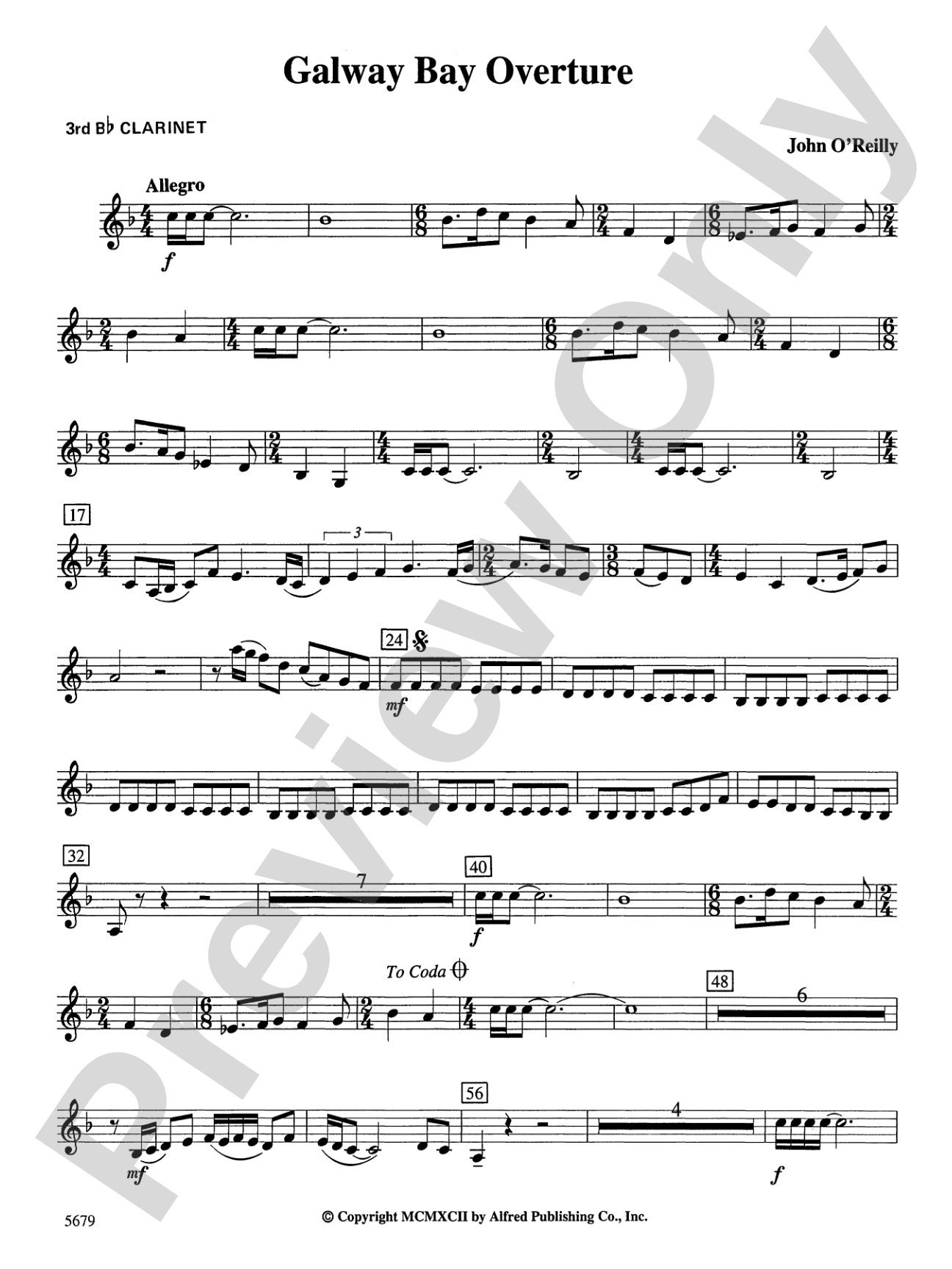 Galway Bay Overture: 3rd B-flat Clarinet