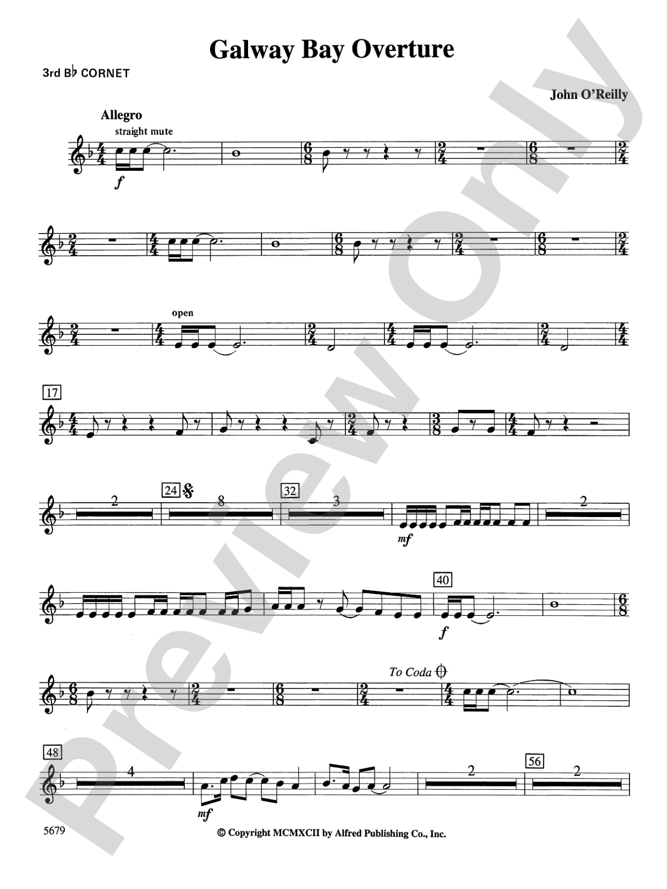 Galway Bay Overture: 3rd B-flat Cornet