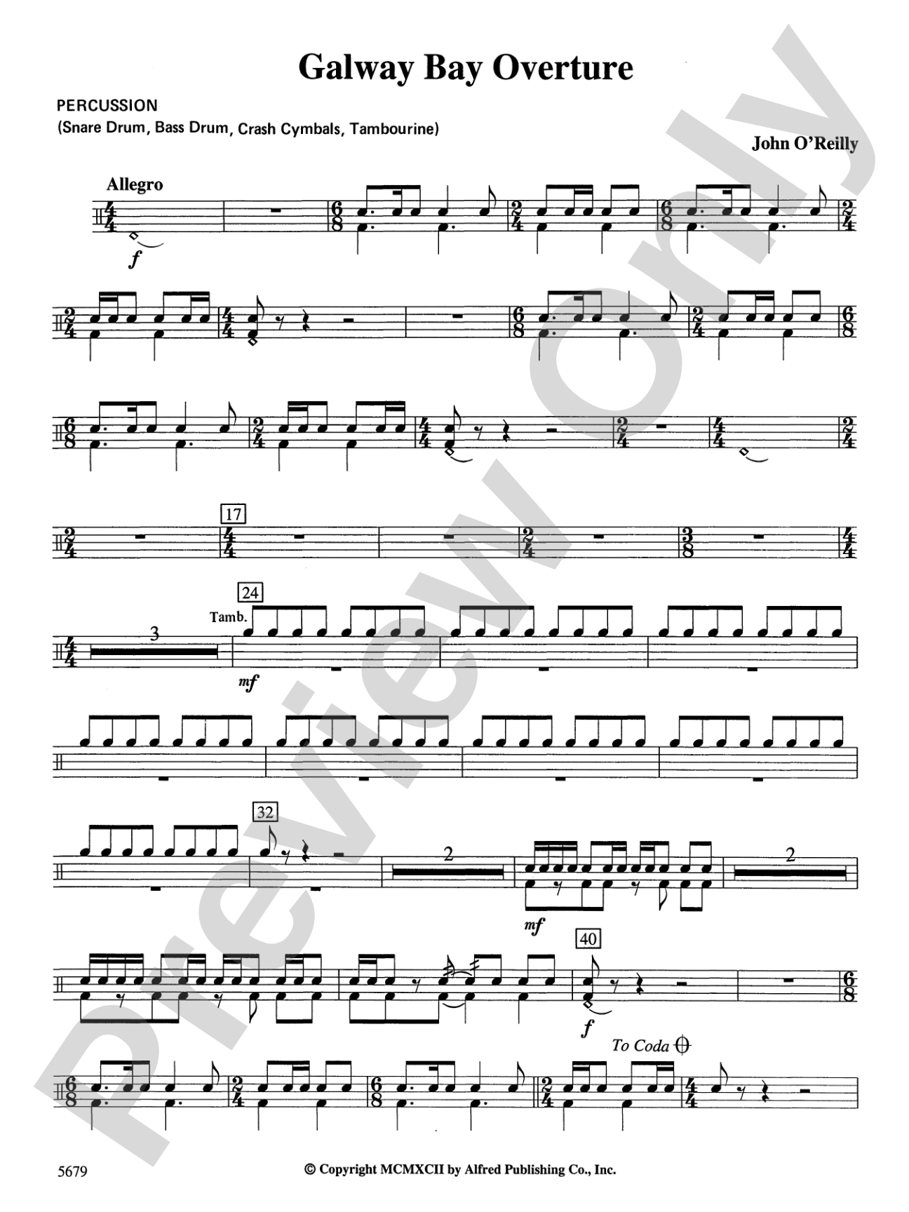 Galway Bay Overture: 1st Percussion