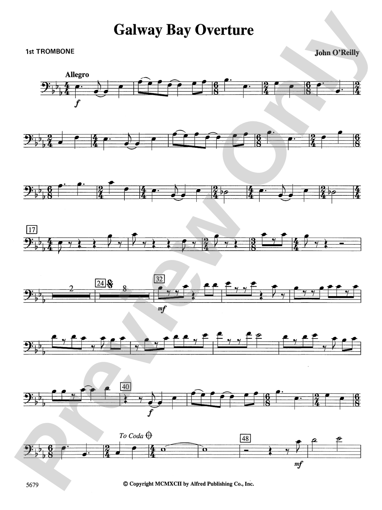 Galway Bay Overture: 1st Trombone