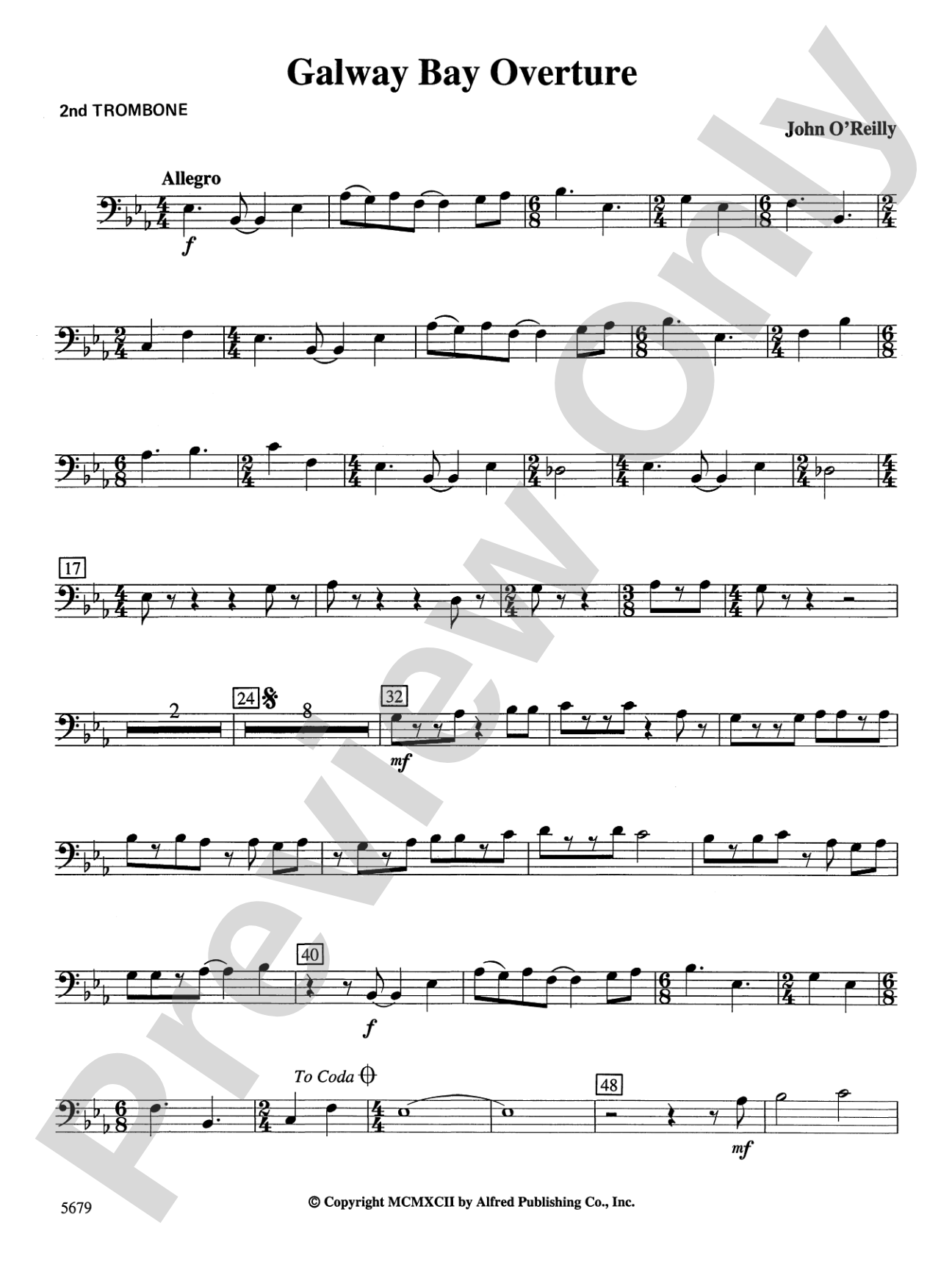 Galway Bay Overture: 2nd Trombone