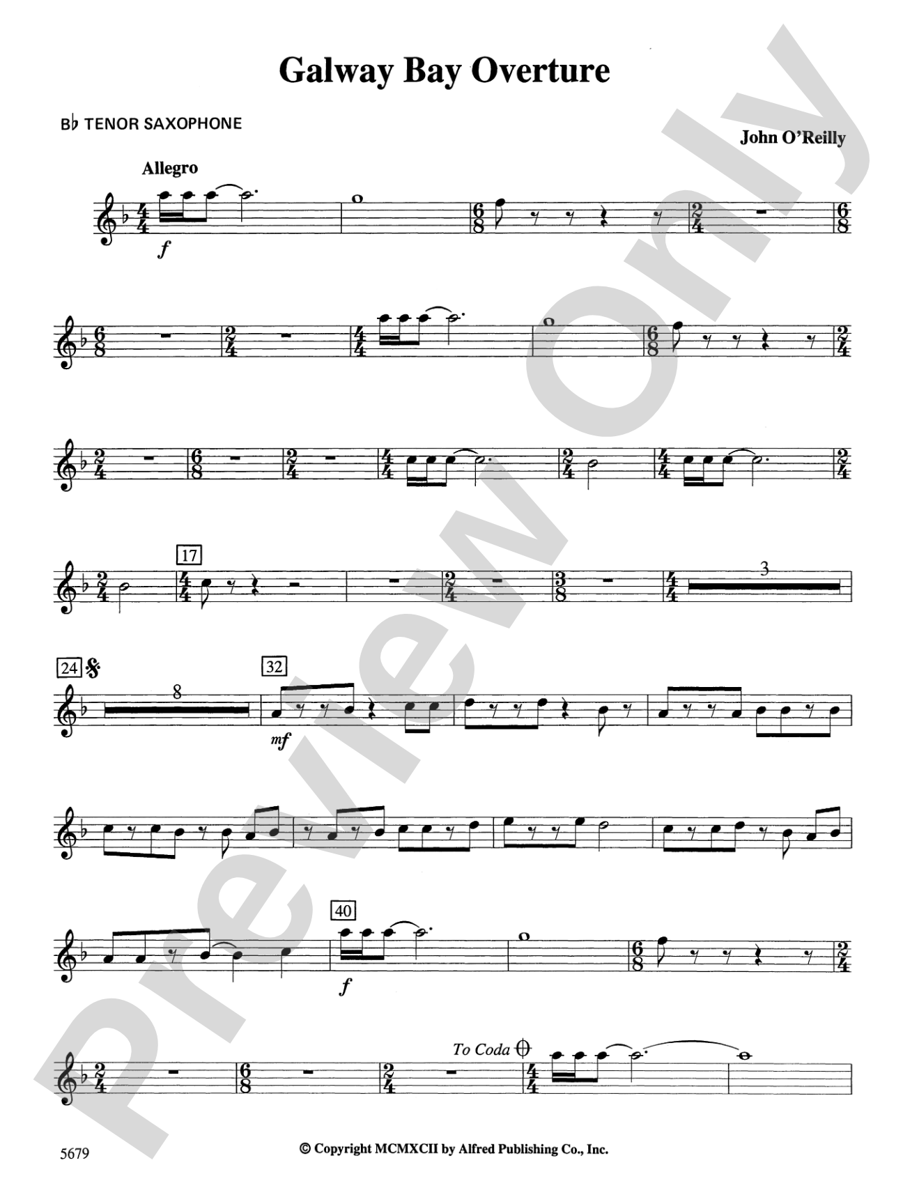 Galway Bay Overture: B-flat Tenor Saxophone